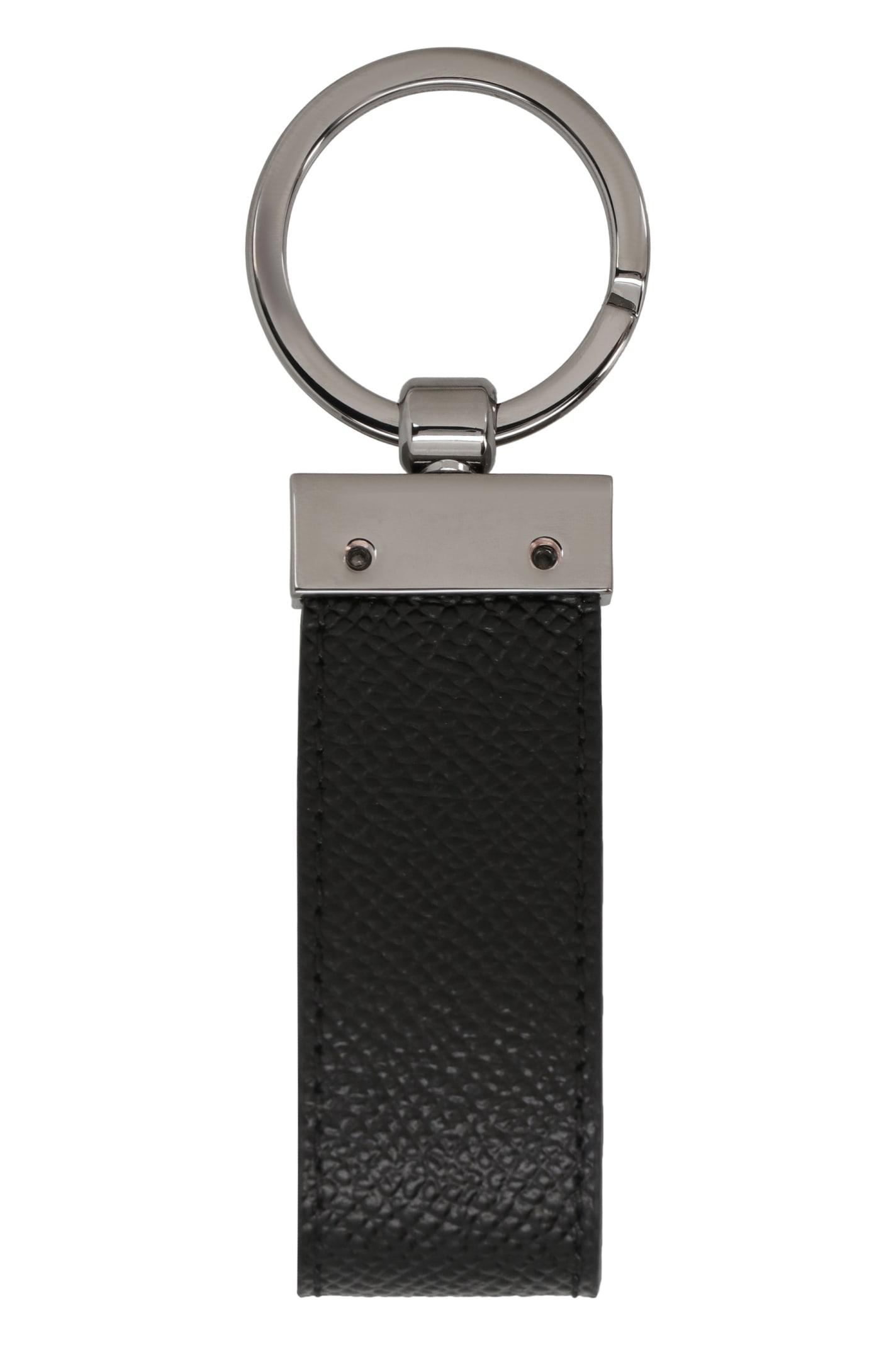 Shop Dolce & Gabbana Leather Keyring With Logo In Black