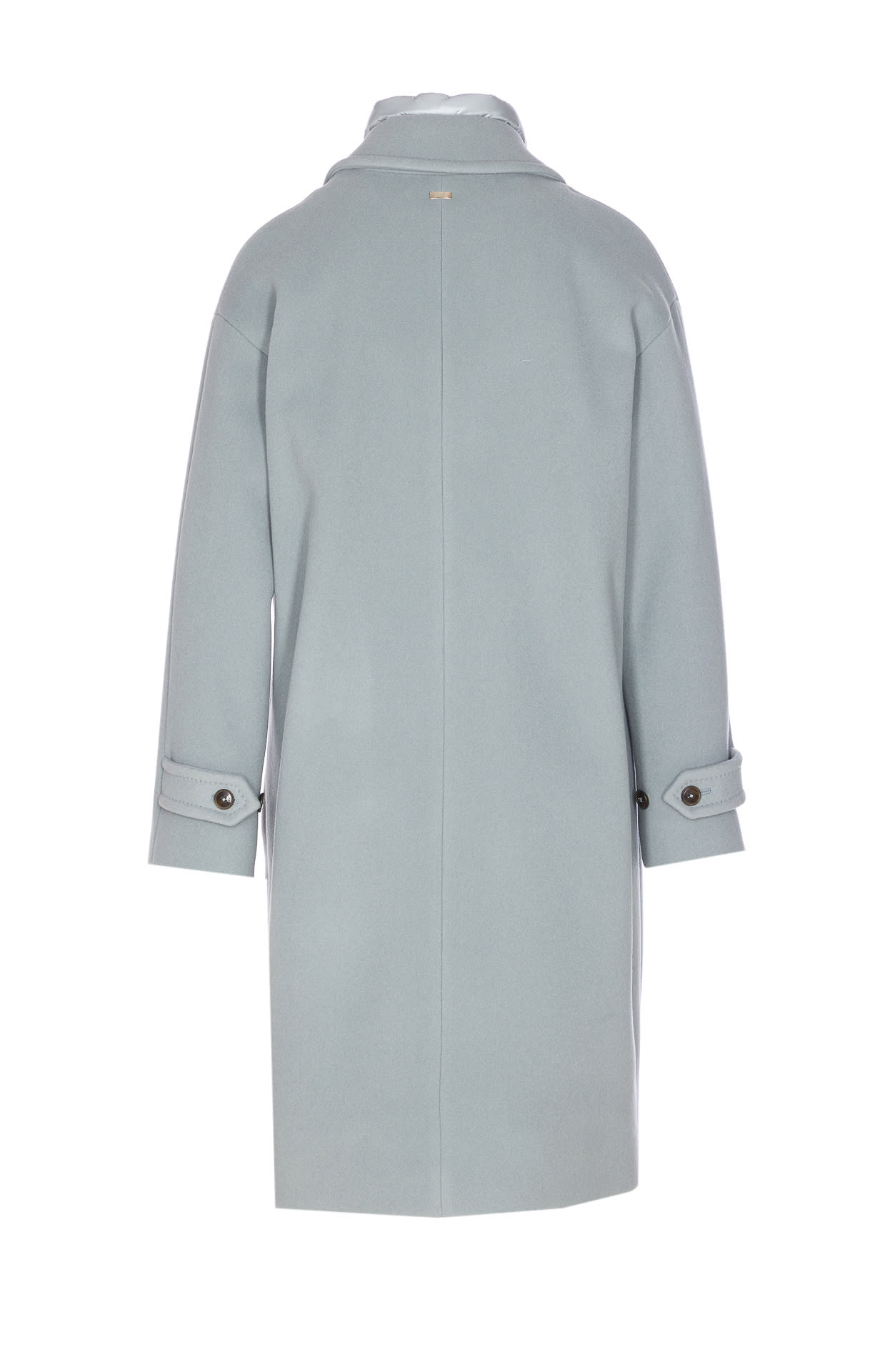 Herno High Neck Long Sleeve Single Breasted Coat In Blue