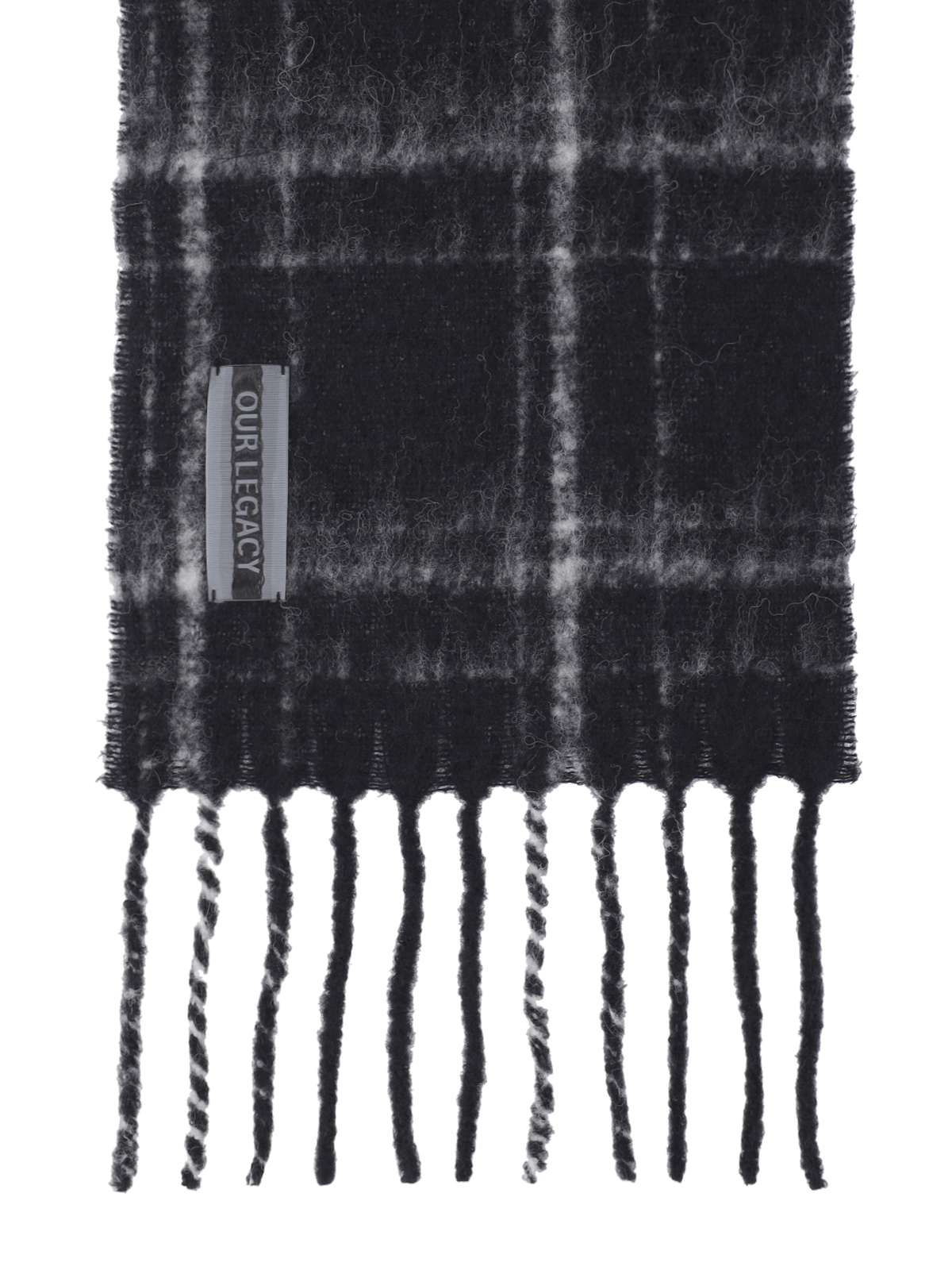 Our Legacy Fringed Plaid Scarf Soft Texture In Blue