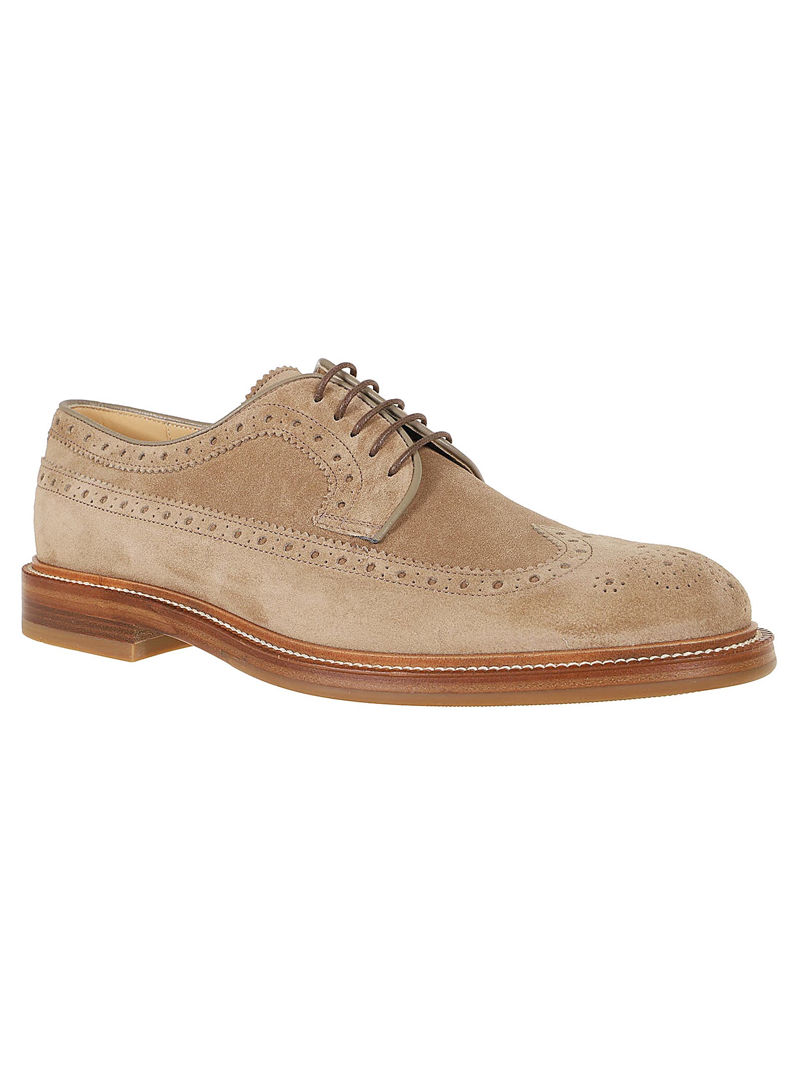 Shop Brunello Cucinelli Pair Of Laced Shoes In Noisette