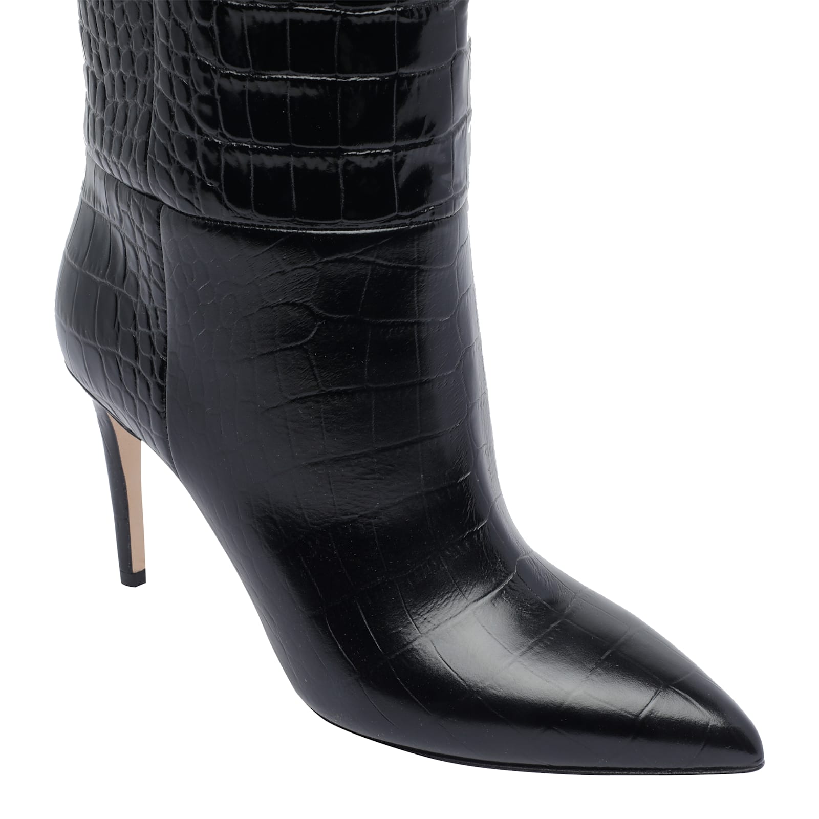 Paris Texas Dark Bordeaux High Boots With Stiletto Heel In Croco Embossed Leather Woman In Black