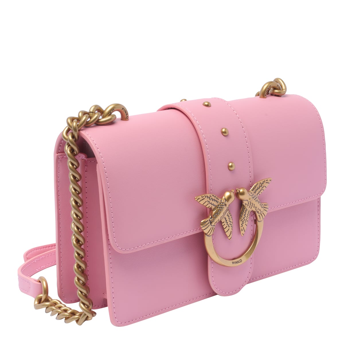 Shop Pinko Mini Love One Crossbody Bag In Pink