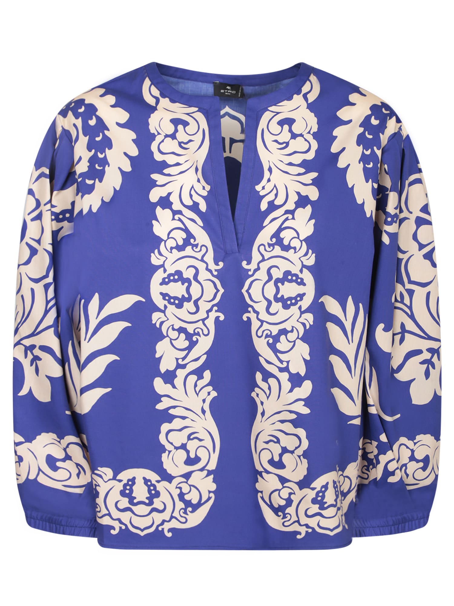 Blue And White Paisley Blouse