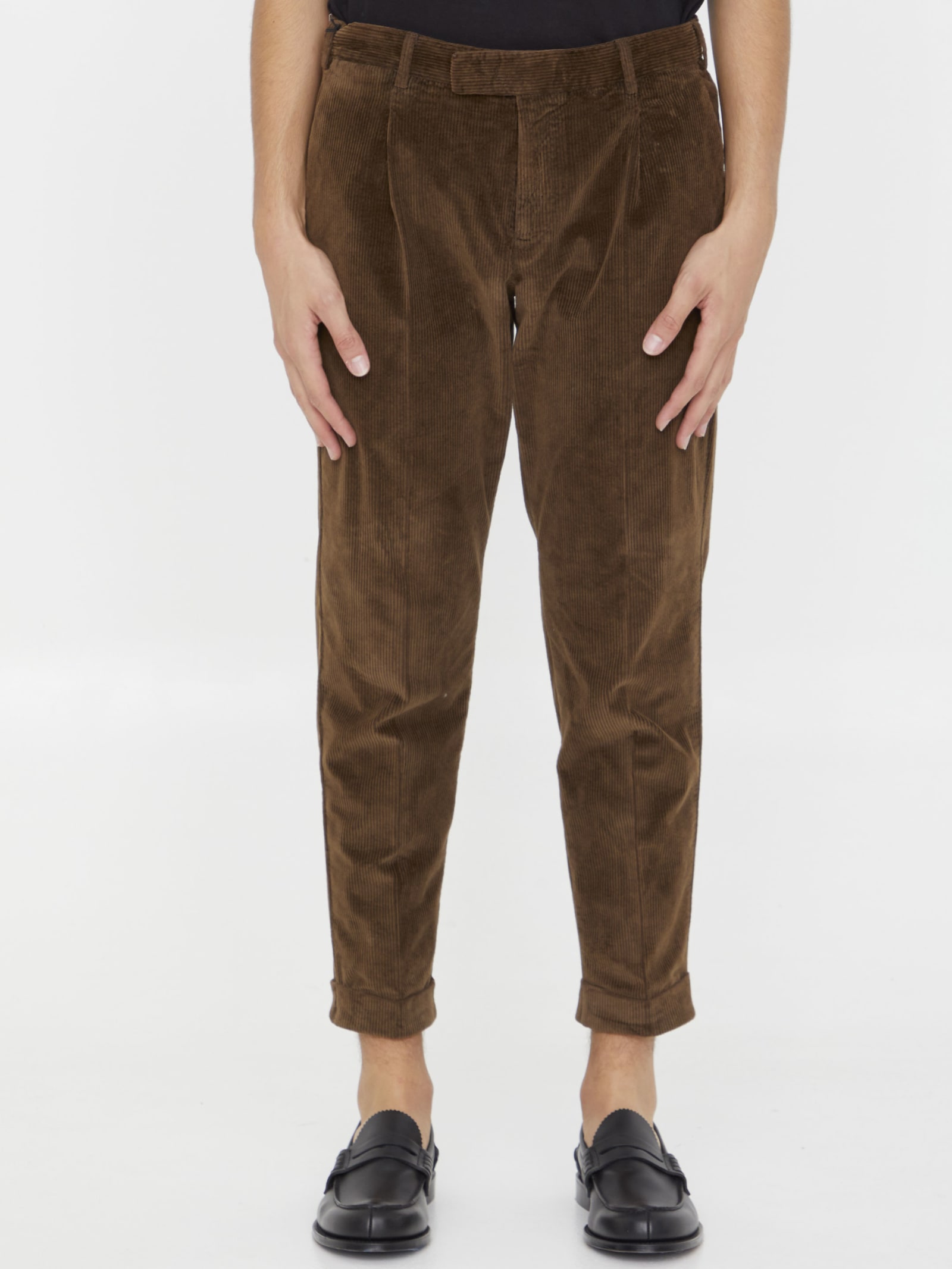 Pt01 Corduroy Trousers In Brown