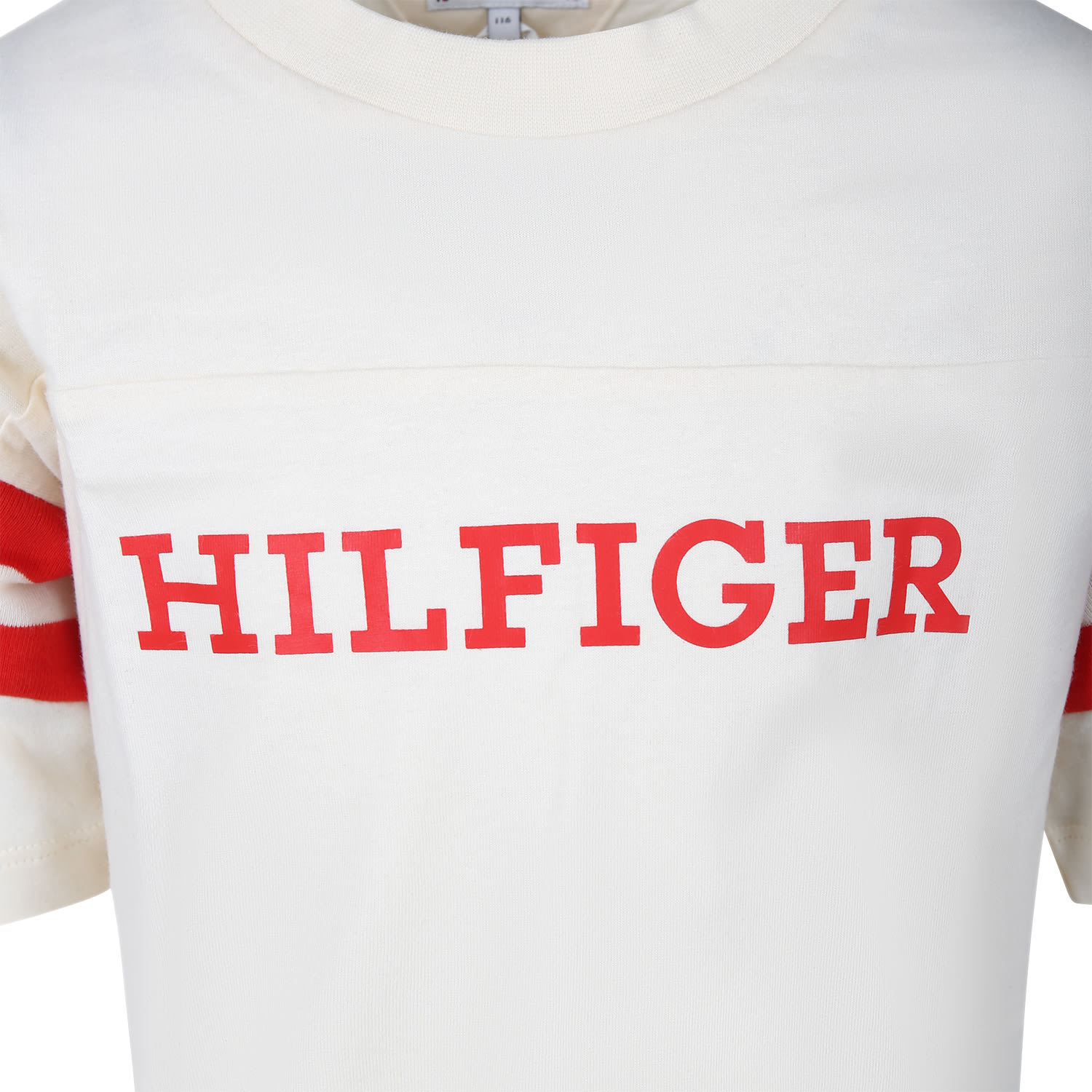 Shop Tommy Hilfiger Ivory T-shirt For Girl With Logo