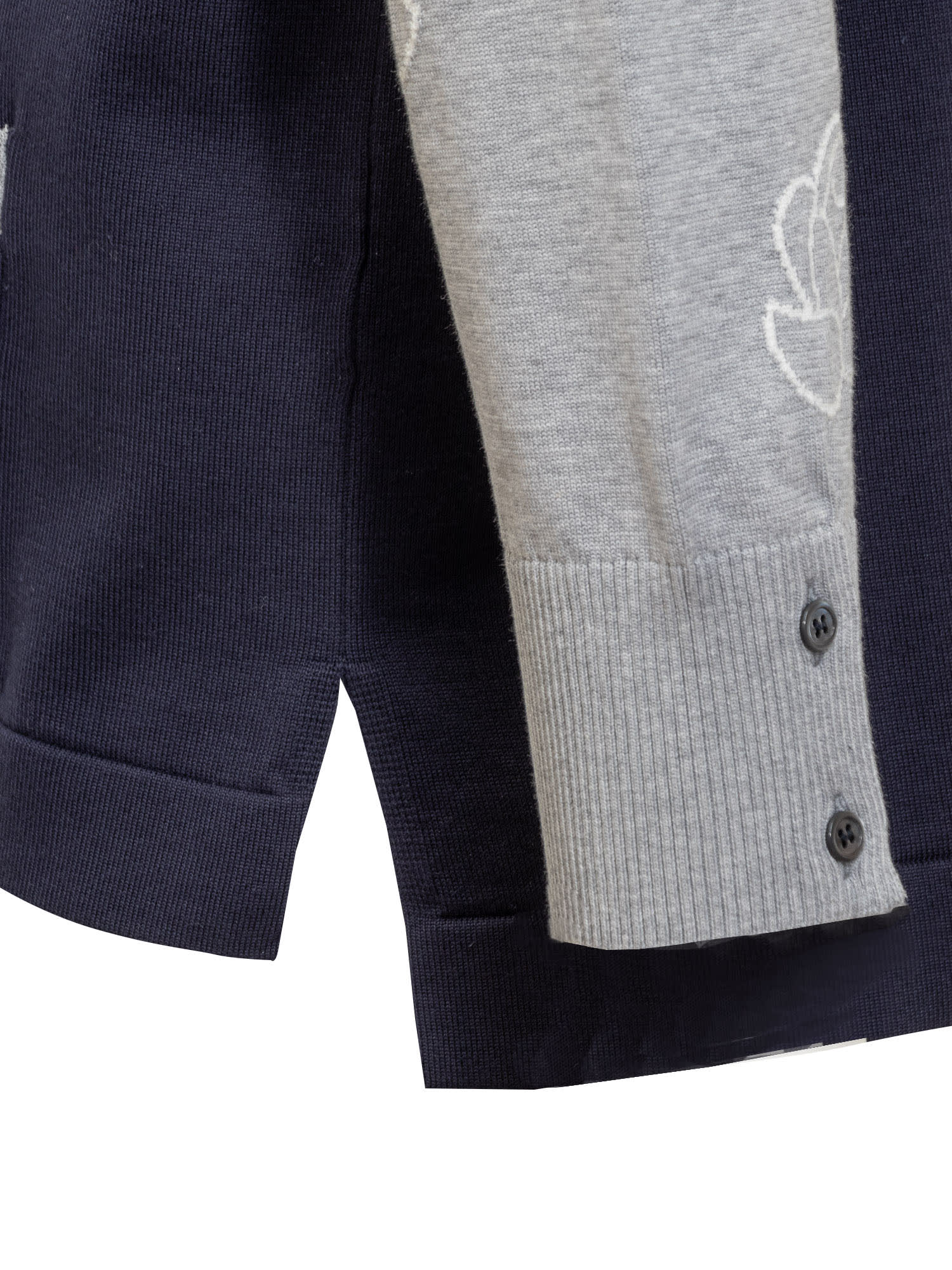 Shop Thom Browne Cotton Birds And Flowers Cardigan In Navy/grey