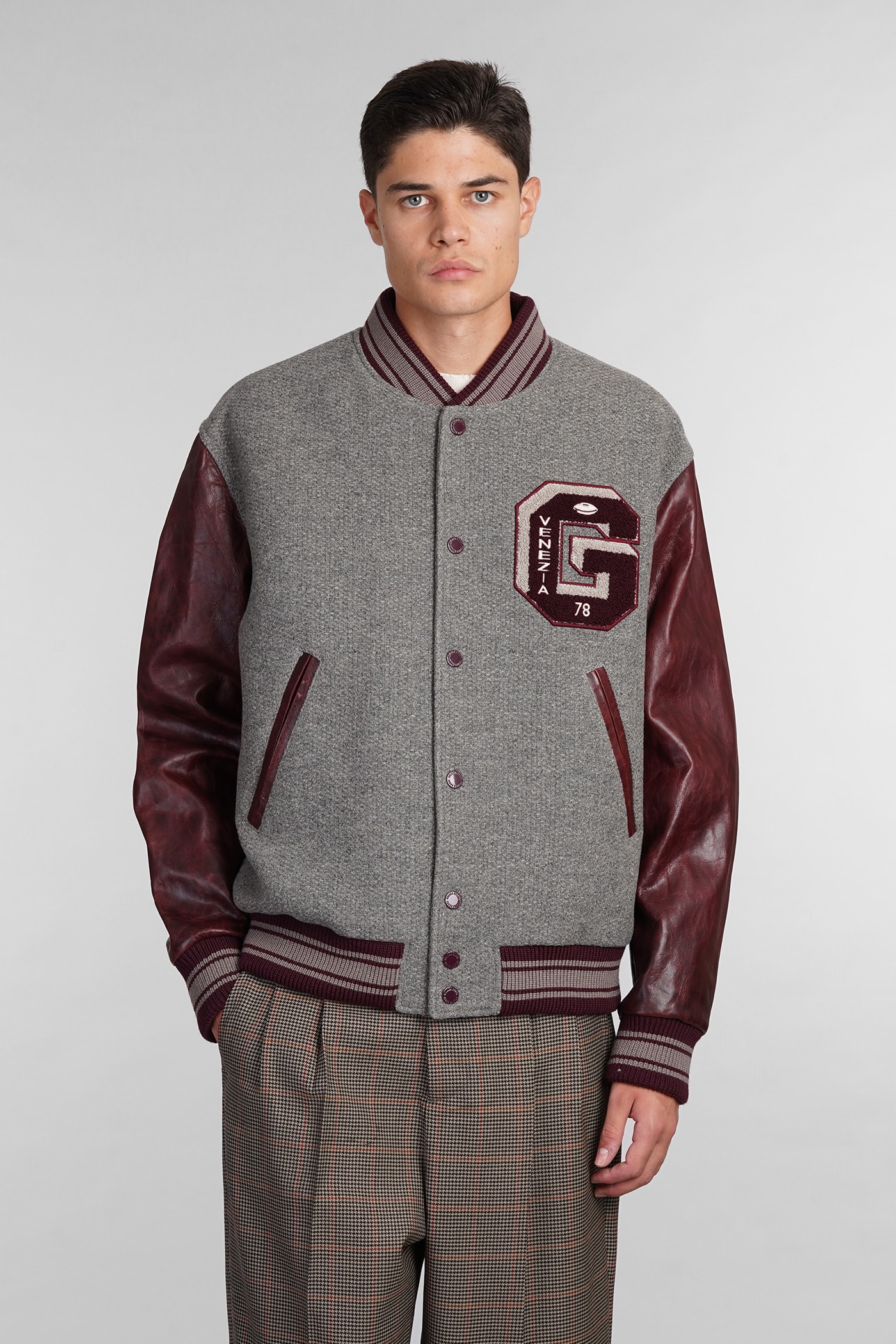 Shop Golden Goose Bomber In Grey Wool