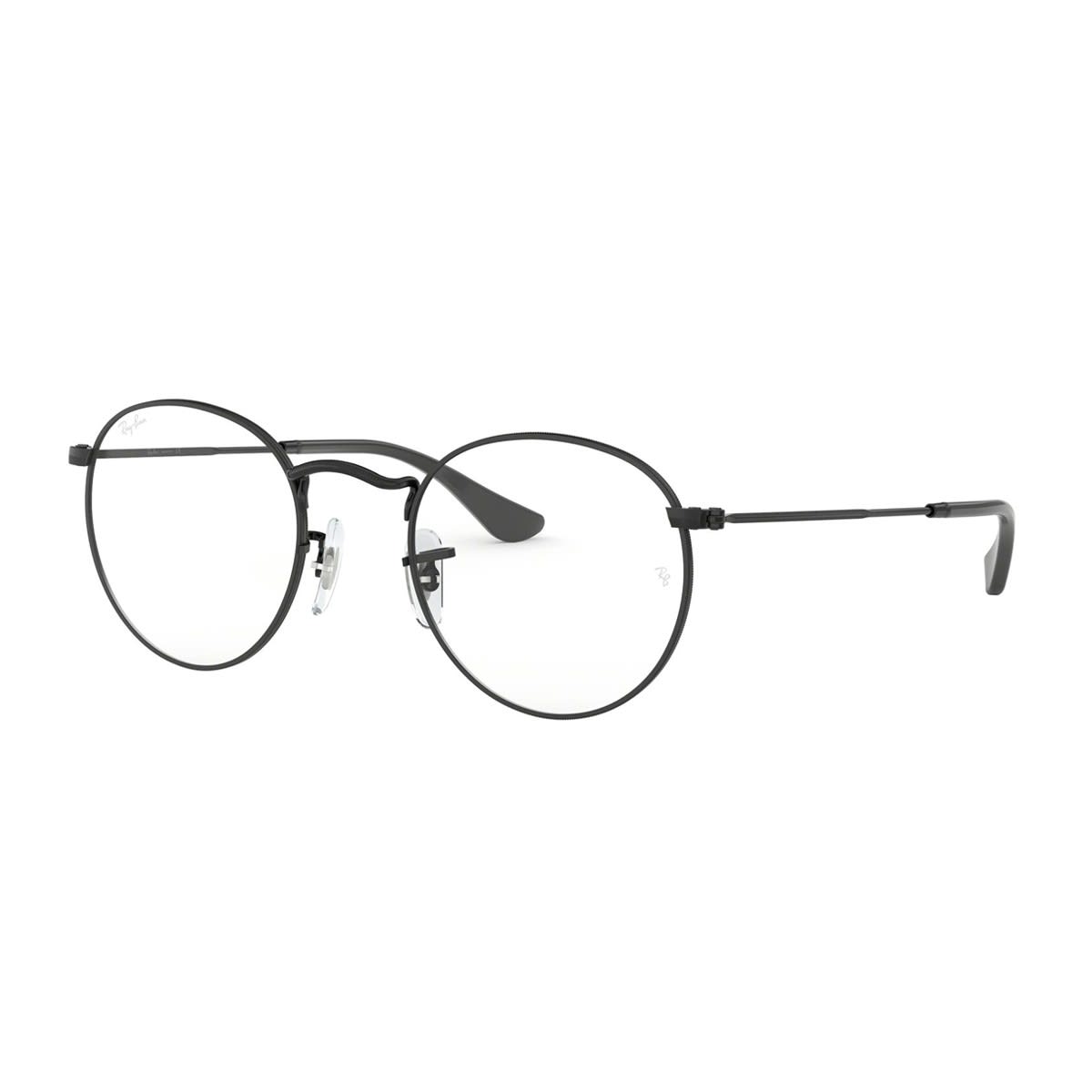 Shop Ray Ban Round Metal Rx 3447v Glasses In Nero