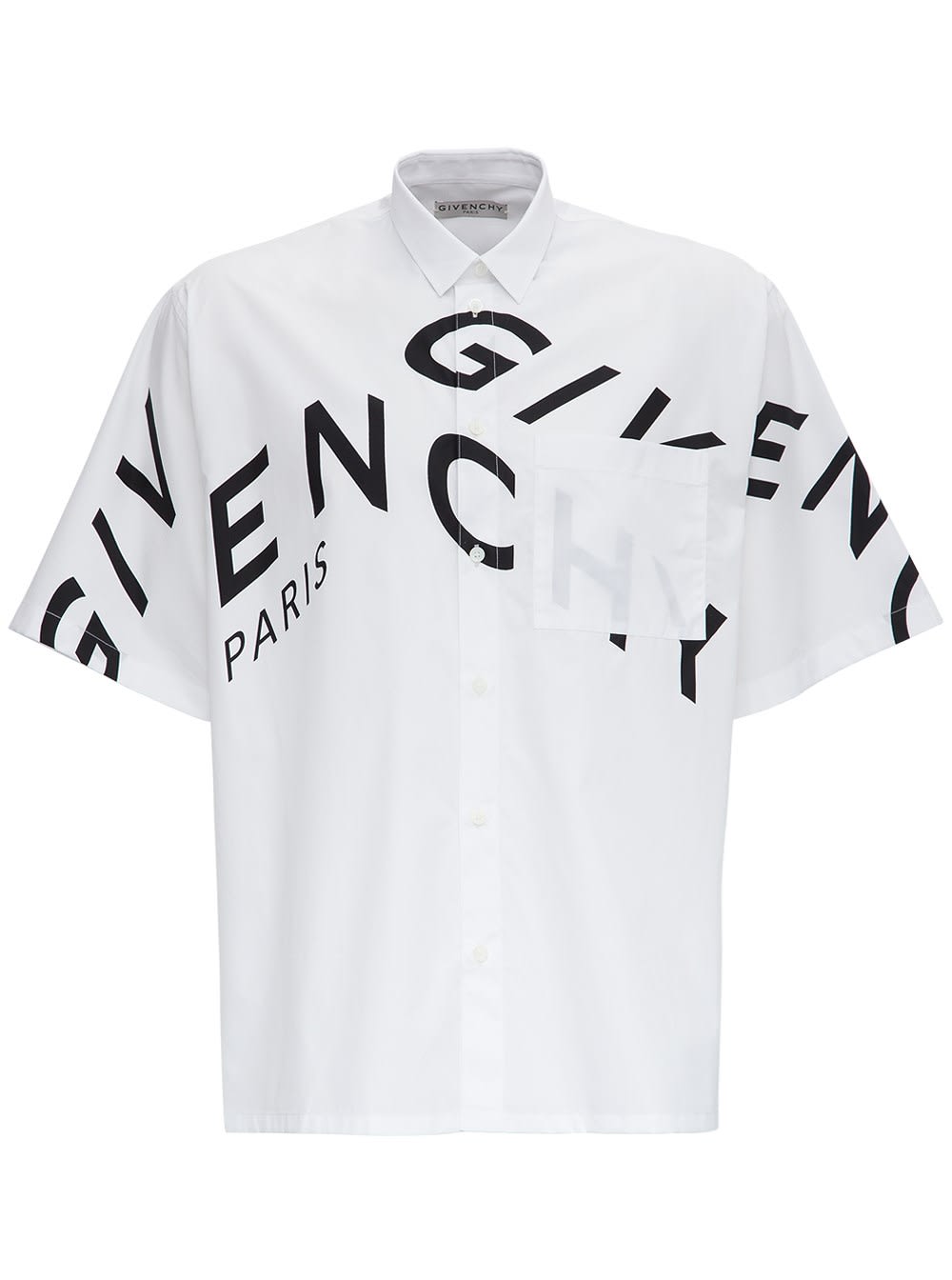 Givenchy Refracted Logo-print Cotton Short-sleeved Shirt In 100-white ...