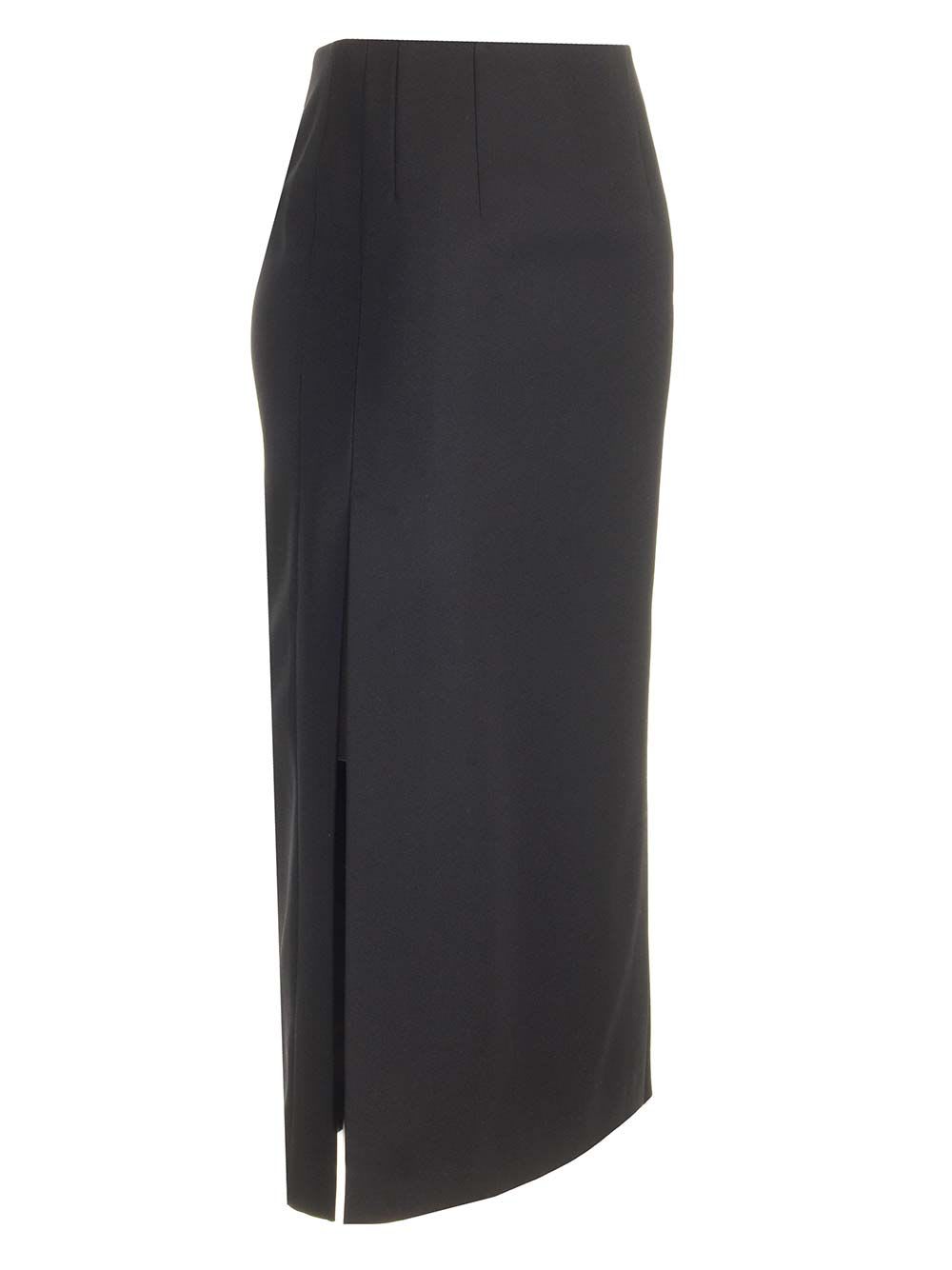 Shop Valentino Grisaille Wool Midi Skirt In Black