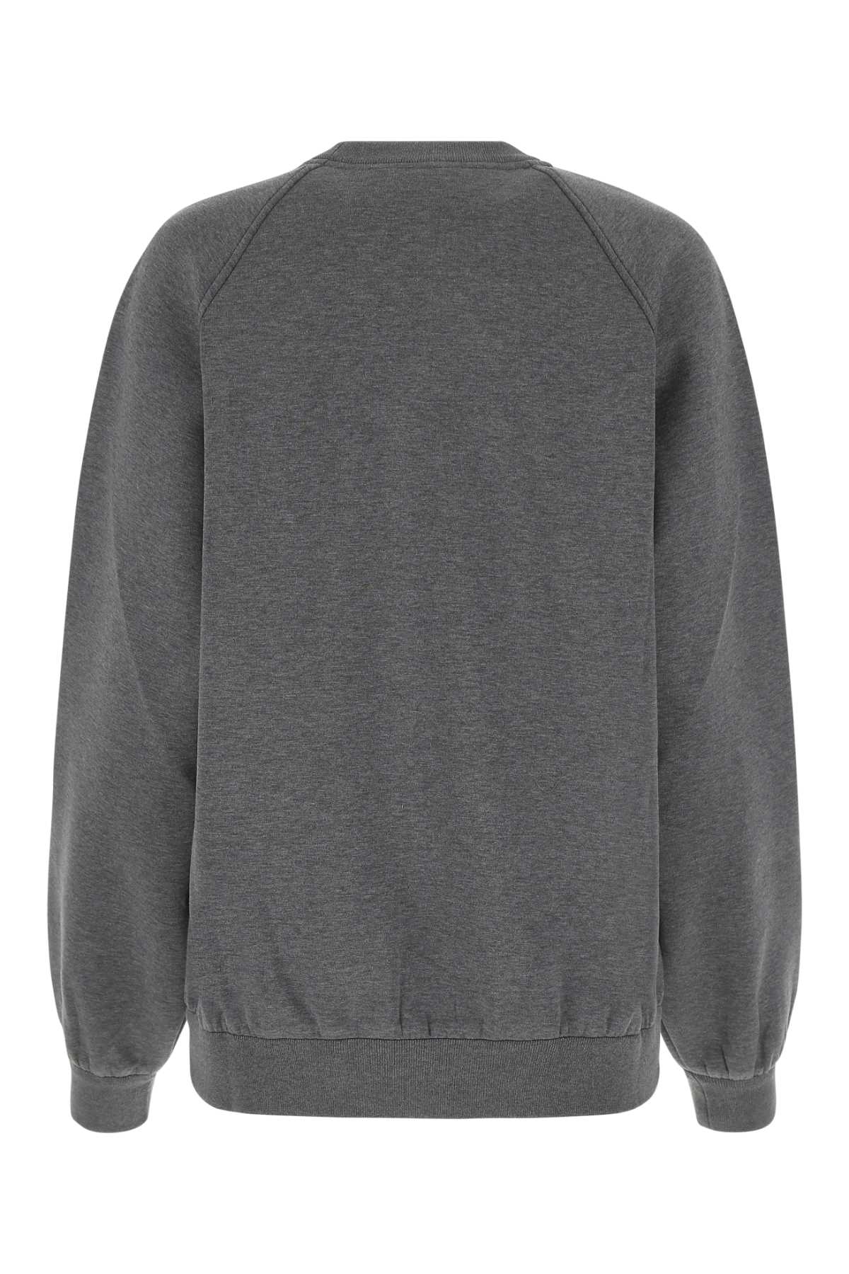 Shop Prada Grey Cotton Blend Oversize Sweatshirt In F0480