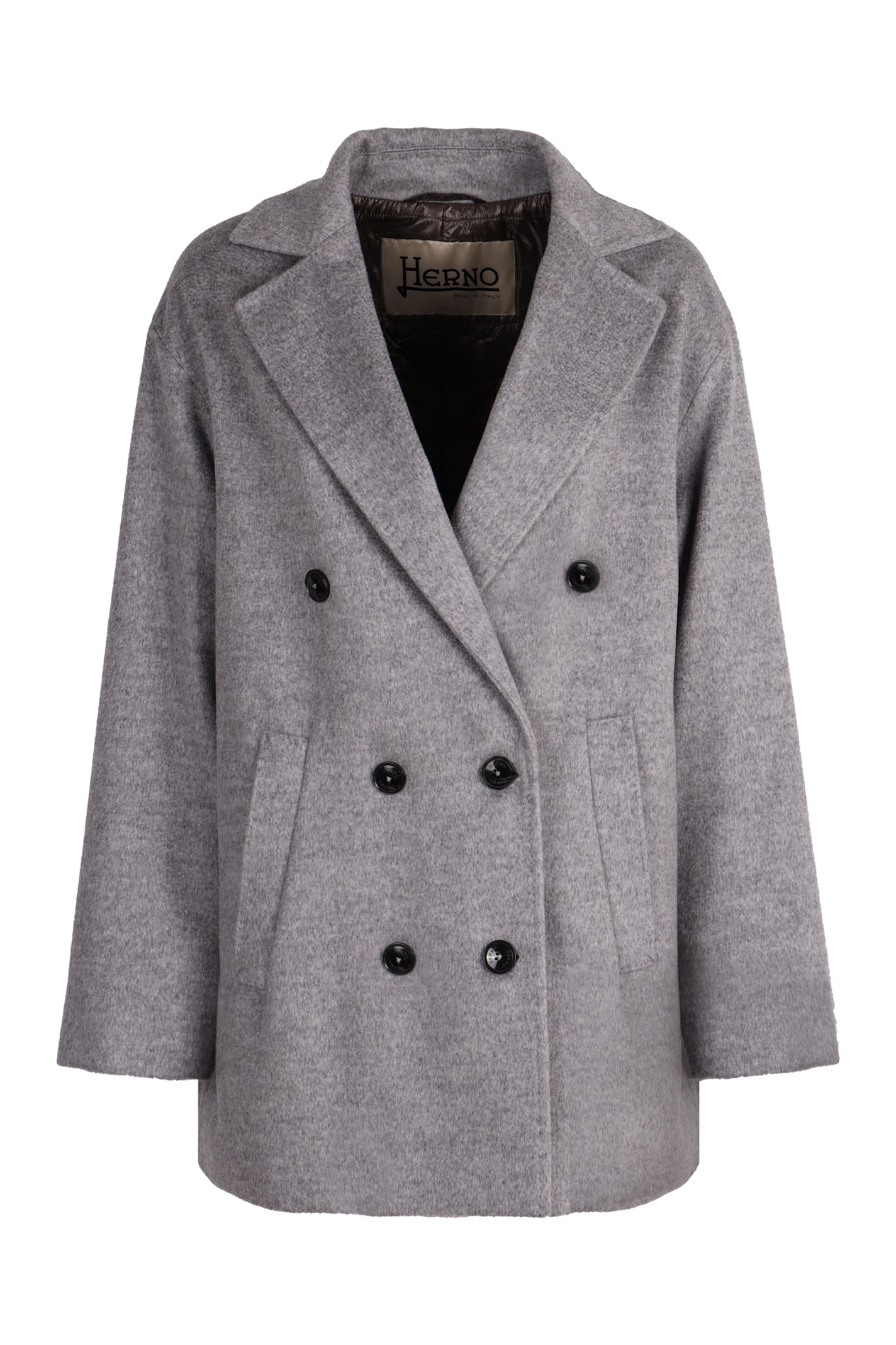 Shop Herno Double-breasted Wool Coat In Grey