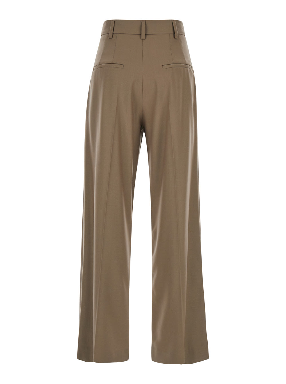 TELA EDAMAME BEIGE PANTS WITH BELT LOOPS AND PENCES IN WOOL BLEND STRETCH WOMAN 