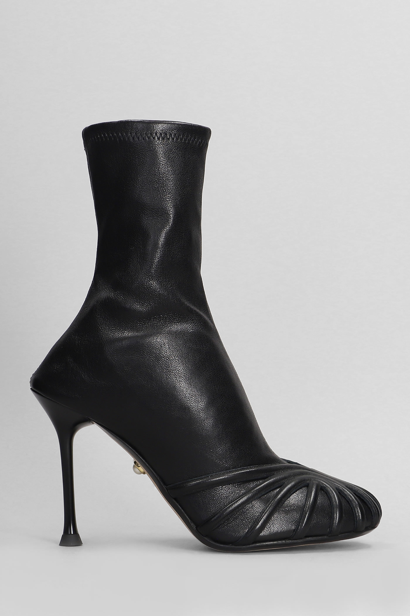 Iman 095 High Heels Ankle Boots In Black Leather