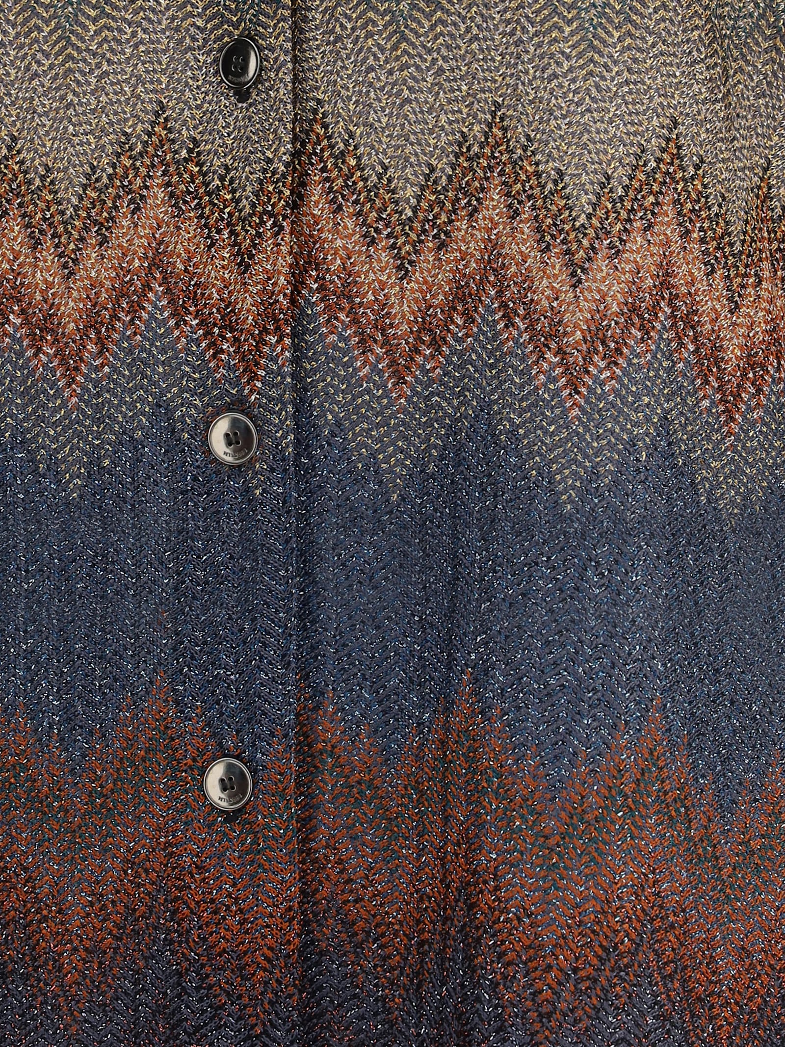 Missoni Womens Blue Tones On Dark Base Chevron Long-sleeves Woven Shirt In Multi