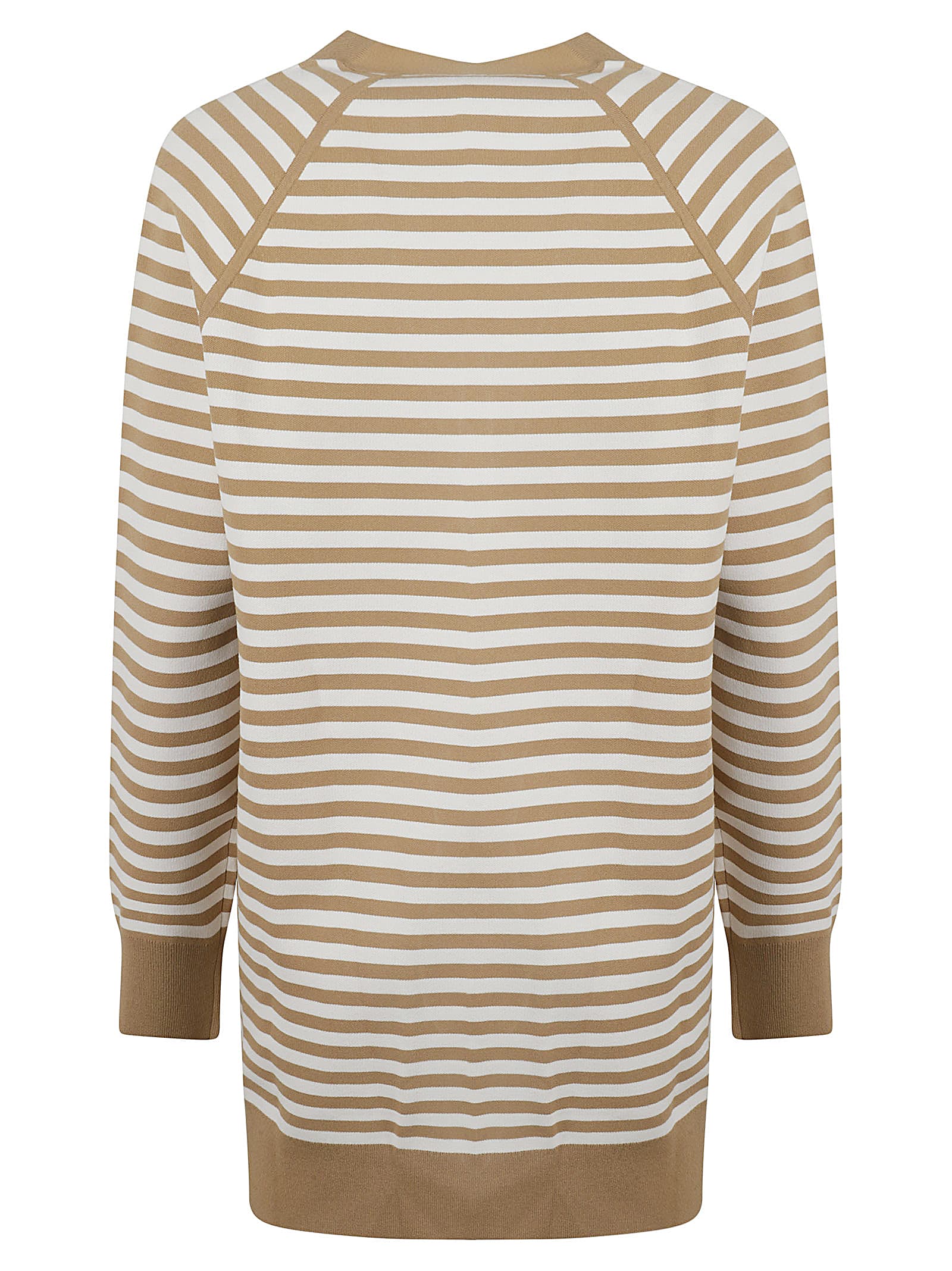 Max Mara Brown Striped V-necked Cardigan In Beige