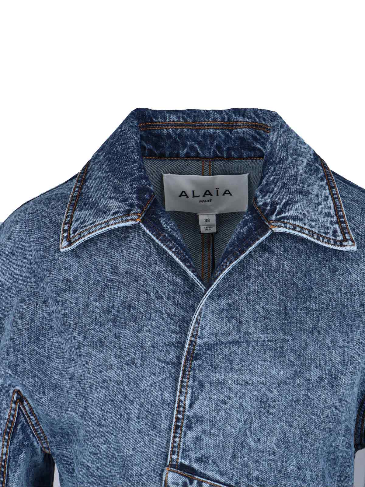 Alaïa Spiral Denim Trench In Blue