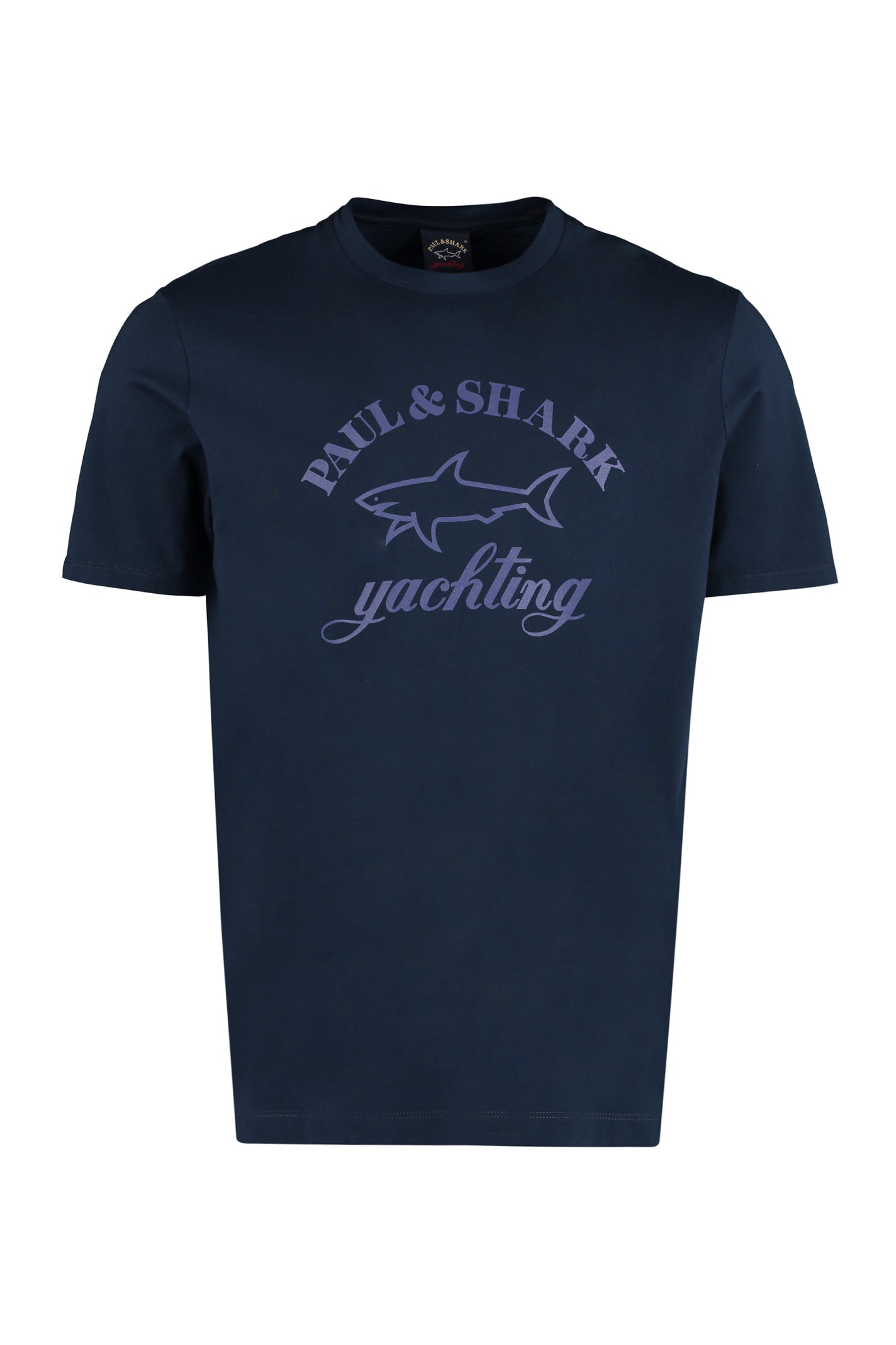 Paul&amp;shark Printed Cotton T-shirt In Blue