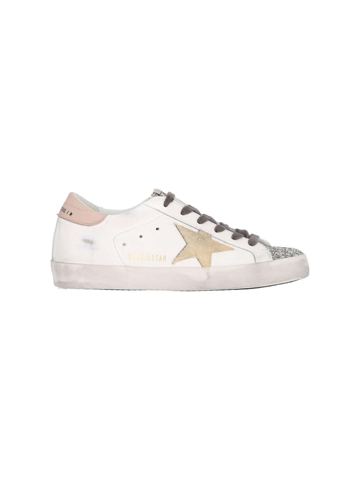 Shop Golden Goose Super-star Sneakers In White/platinum/yellow/pink