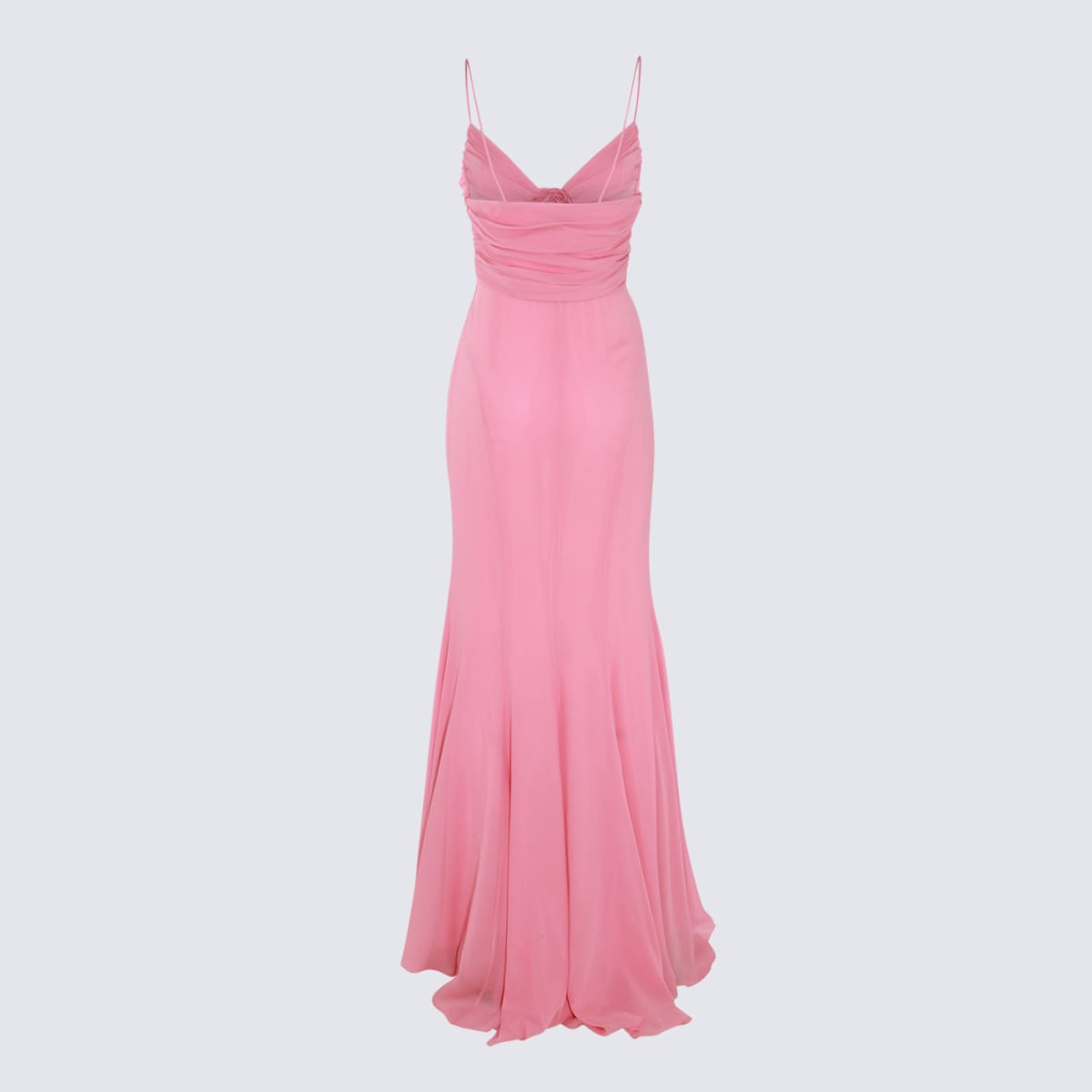Shop Blumarine Pink Silk Maxi Dress In Geranio