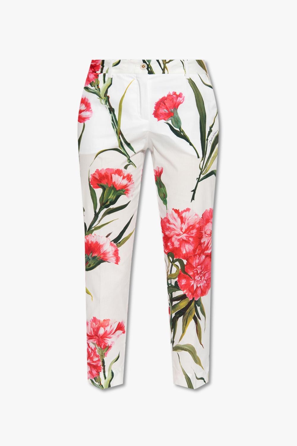 DOLCE & GABBANA FLORAL PRINT CROPPED TROUSERS