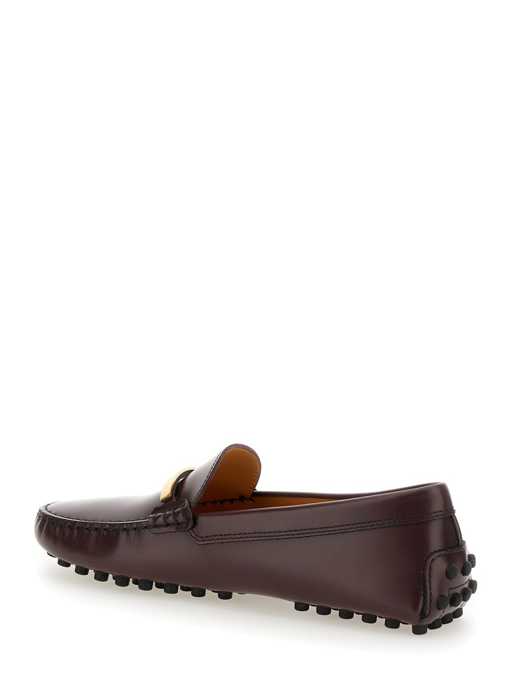 Shop Tod's Brown Loafers With Logo Plaque And Rubber Sole In Leather Woman