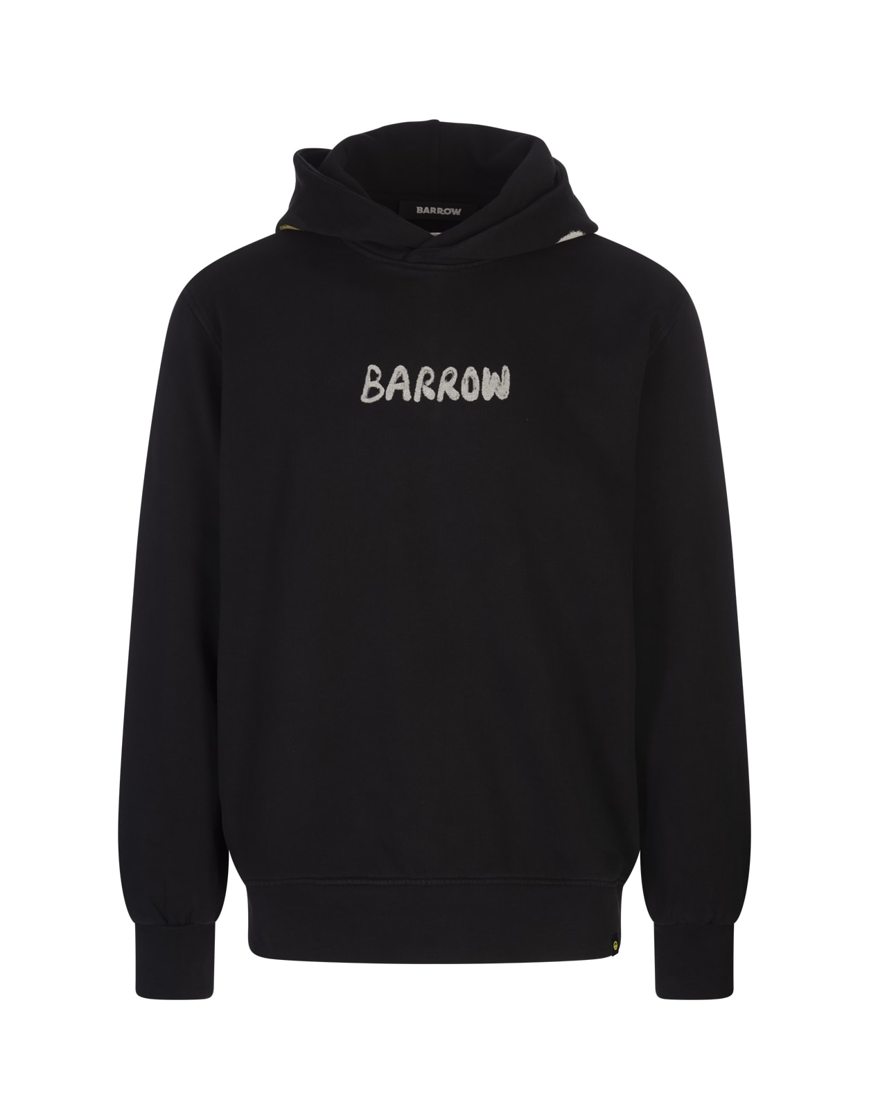 Black Hoodie With Logo Lettering On Chest And Hood