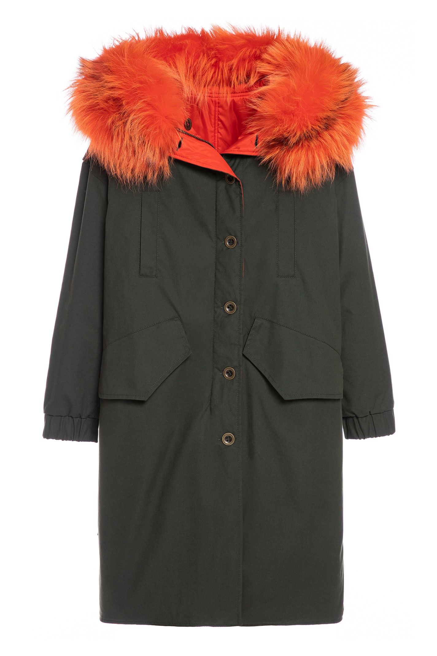 Mr & Mrs Italy Reversible Boxy Parka A-line With Fox Fur