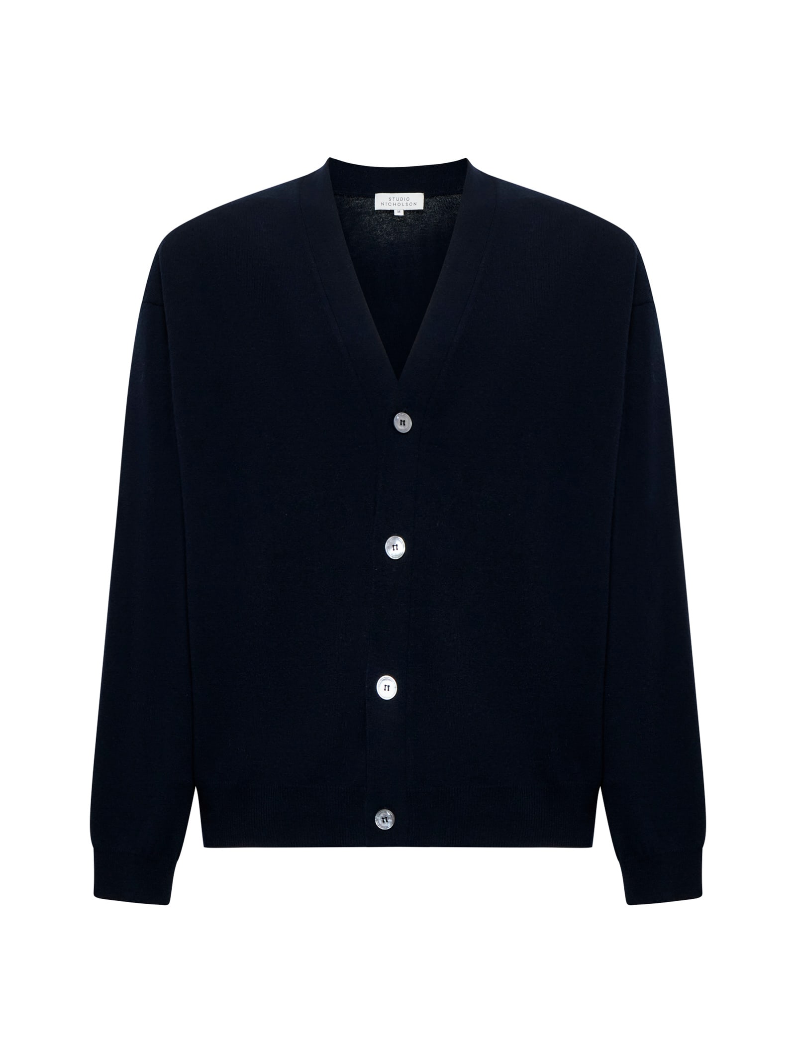 Shop Studio Nicholson Cardigan In Darkest Navy