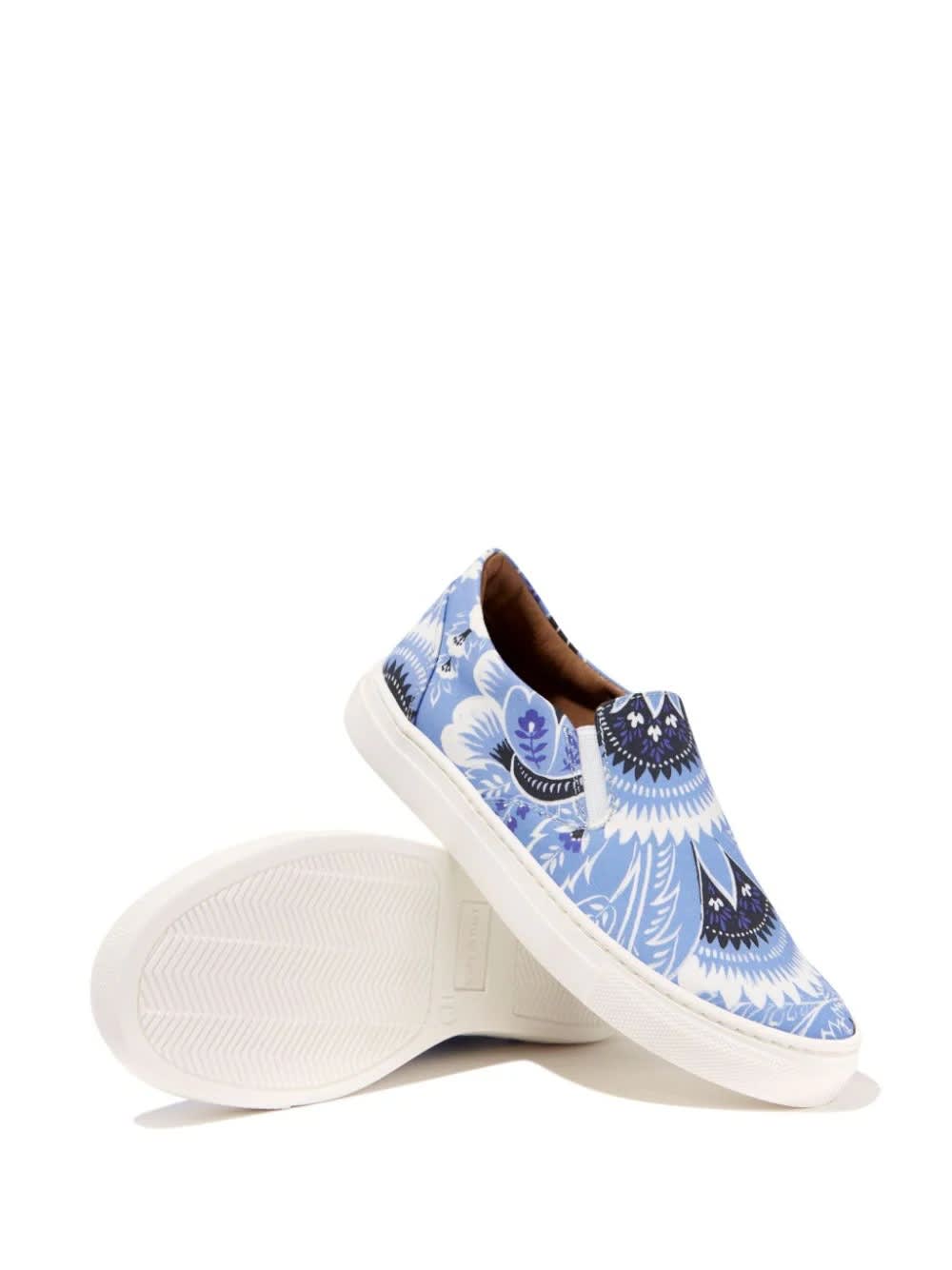 Shop Etro Sneakers With Light Blue Paisley Print