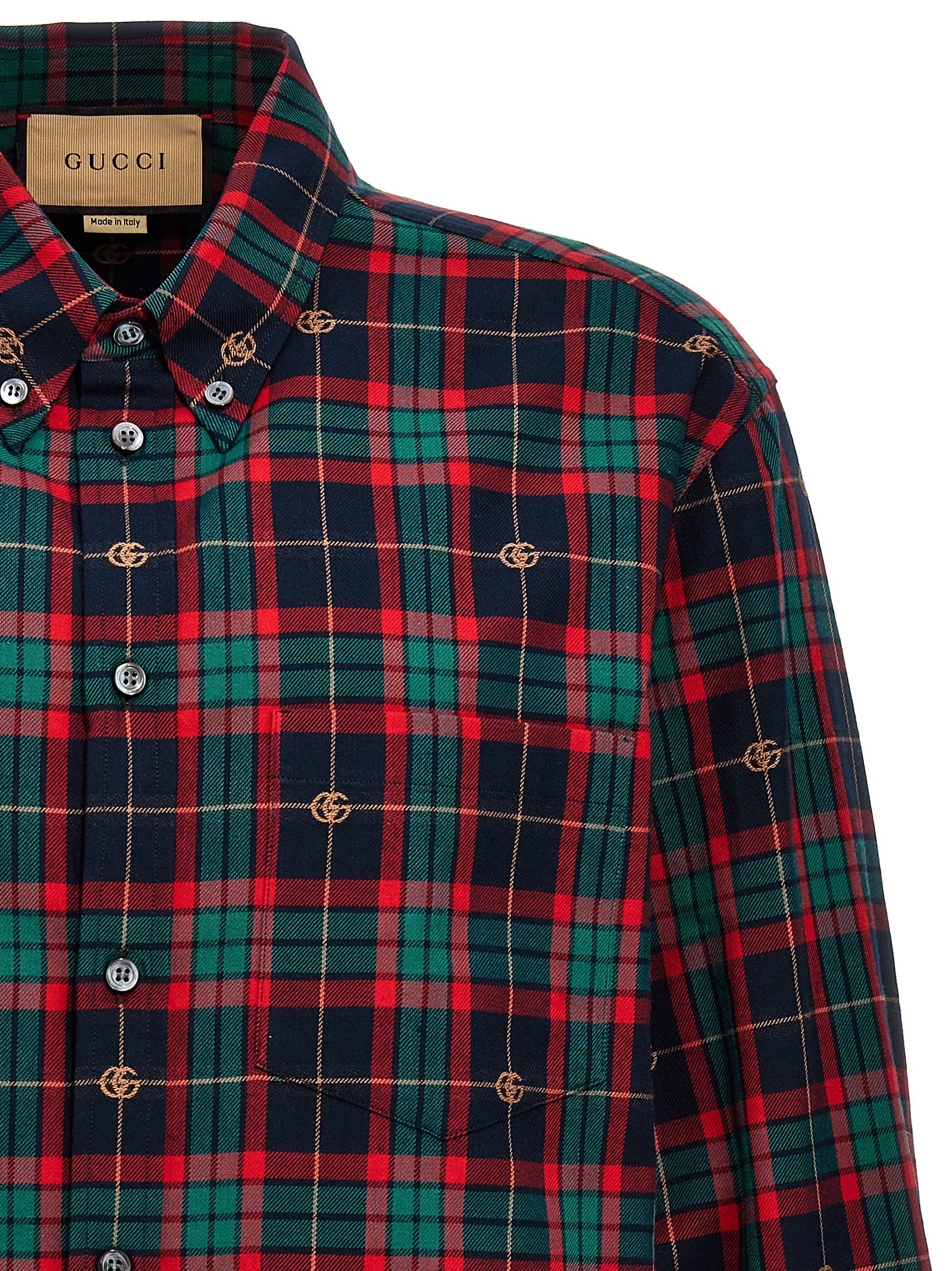 Shop Gucci Gg Tartan Shirt In Multicolor