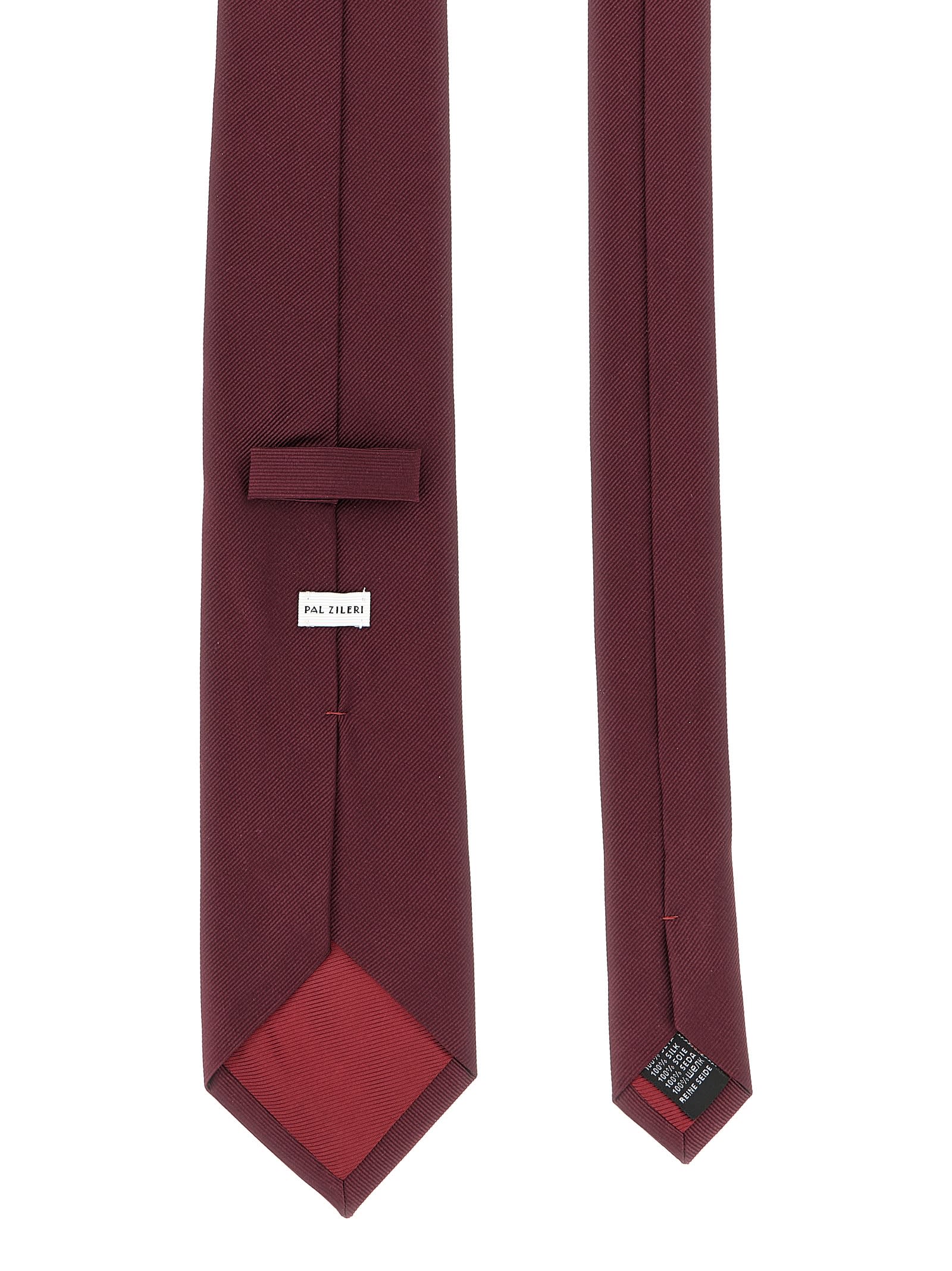Pal Zileri Slim Textured Silk Tie With Keeper Loop In Burgundy