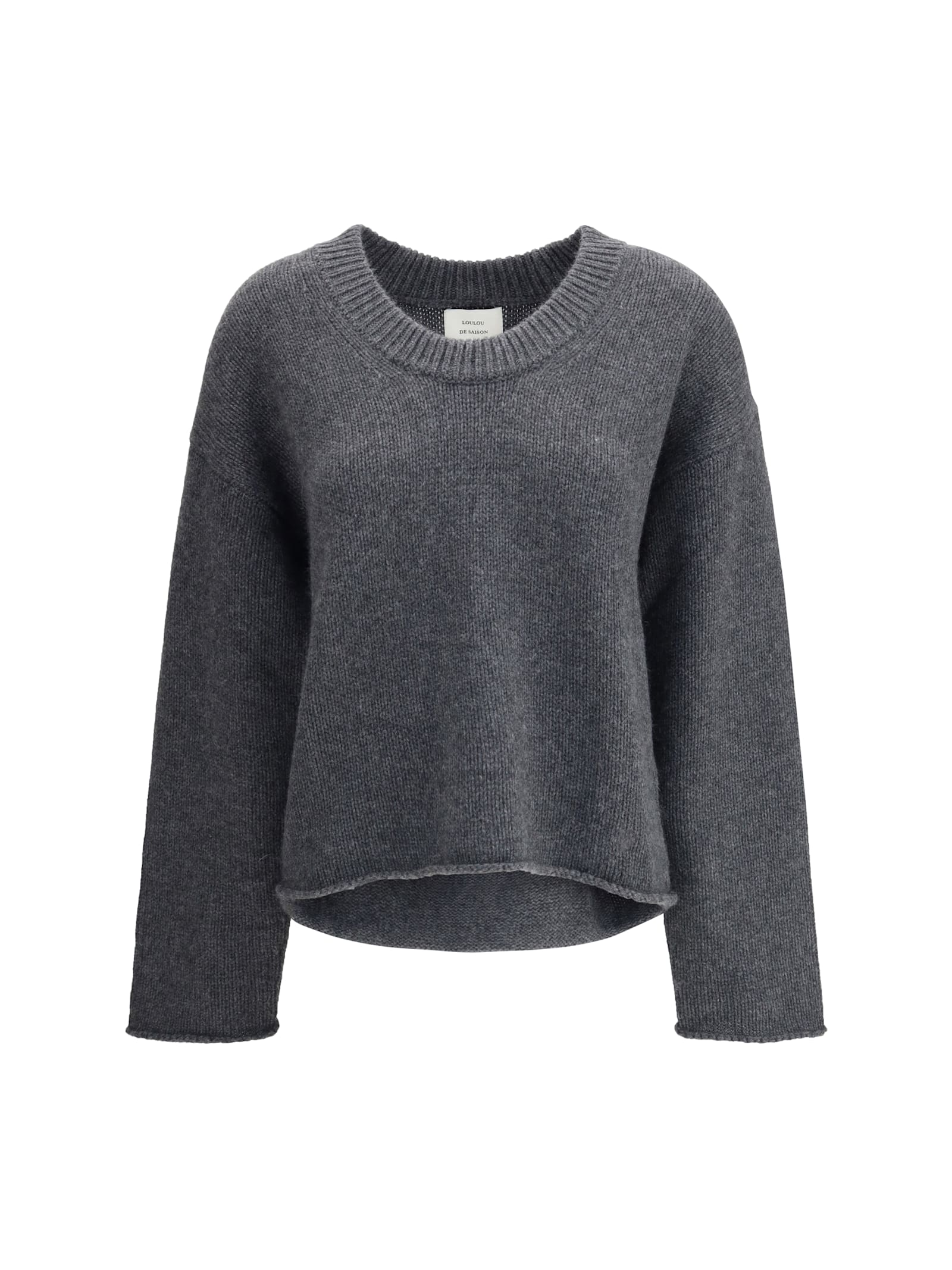 Loulou Studio Derry Plunging U Neck Sweater In Gray