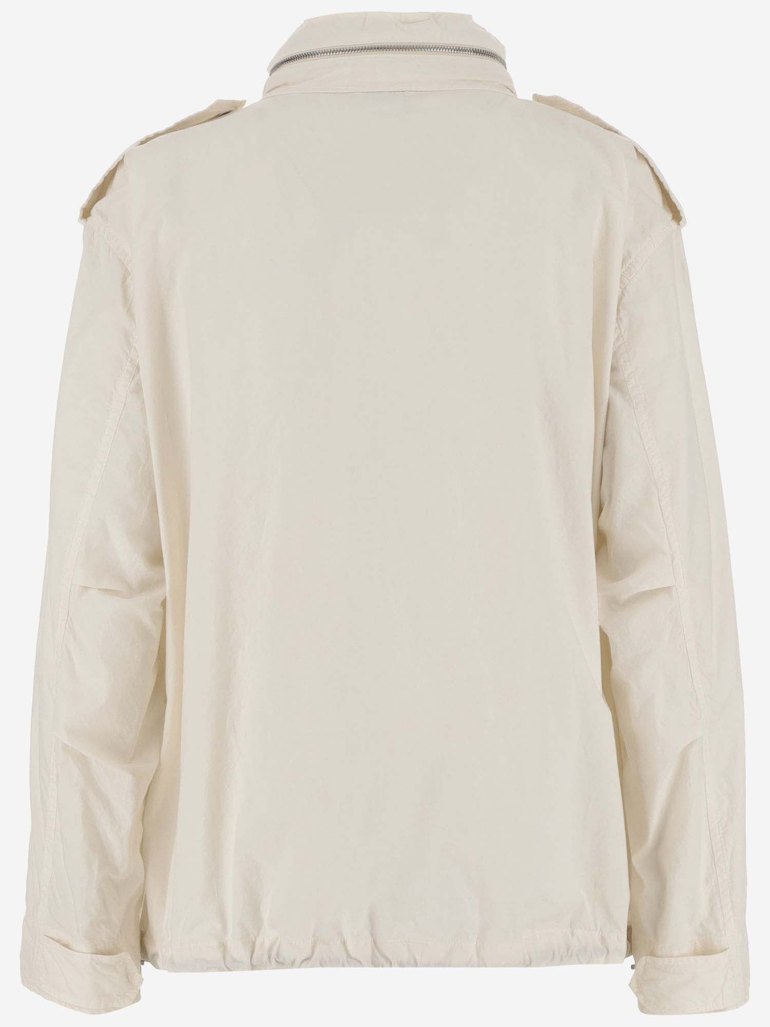 Shop Aspesi Cotton Jacket With Logo In Ivory