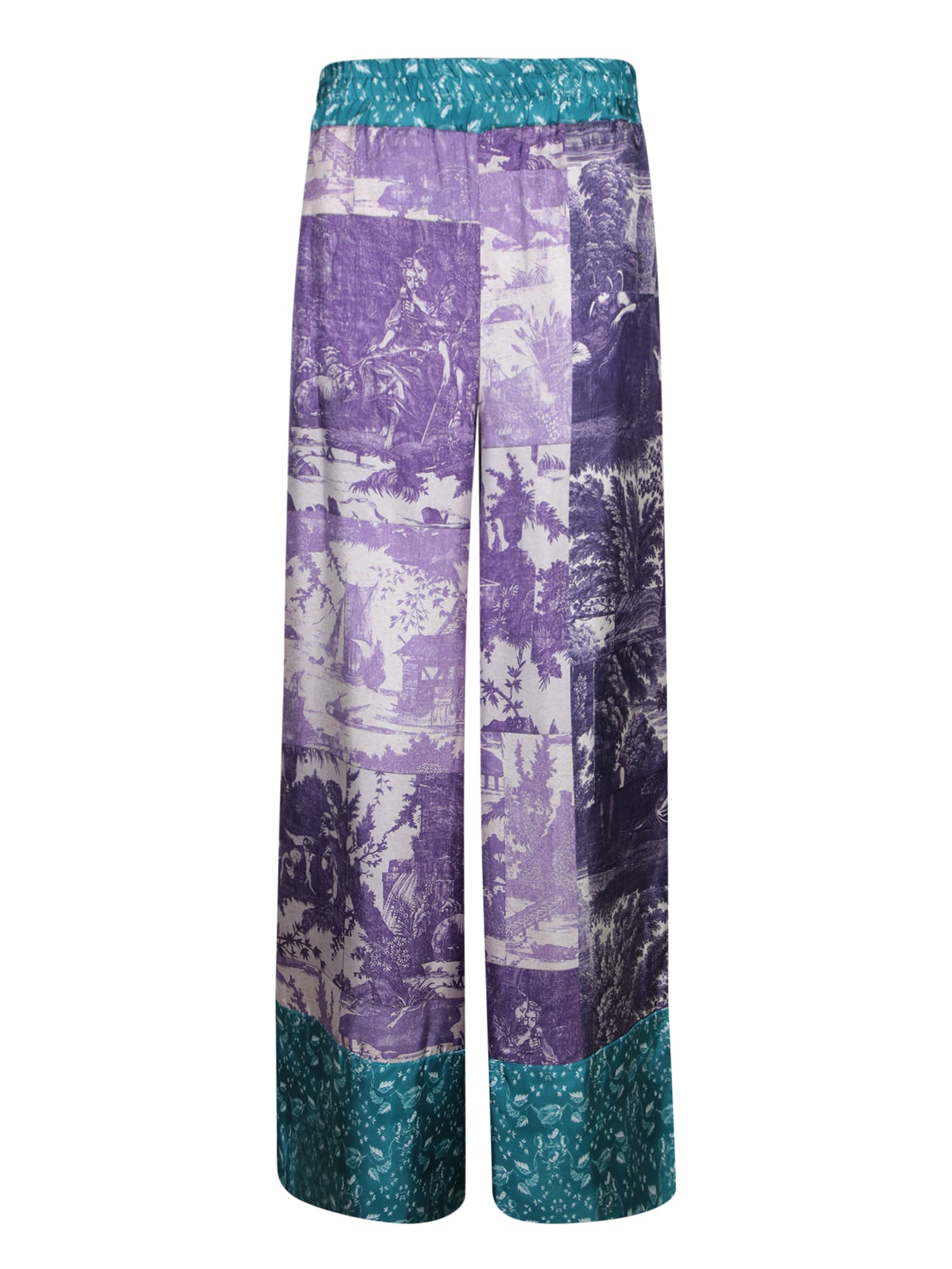 Shop Pierre-louis Mascia Printed Purple Blue Pants