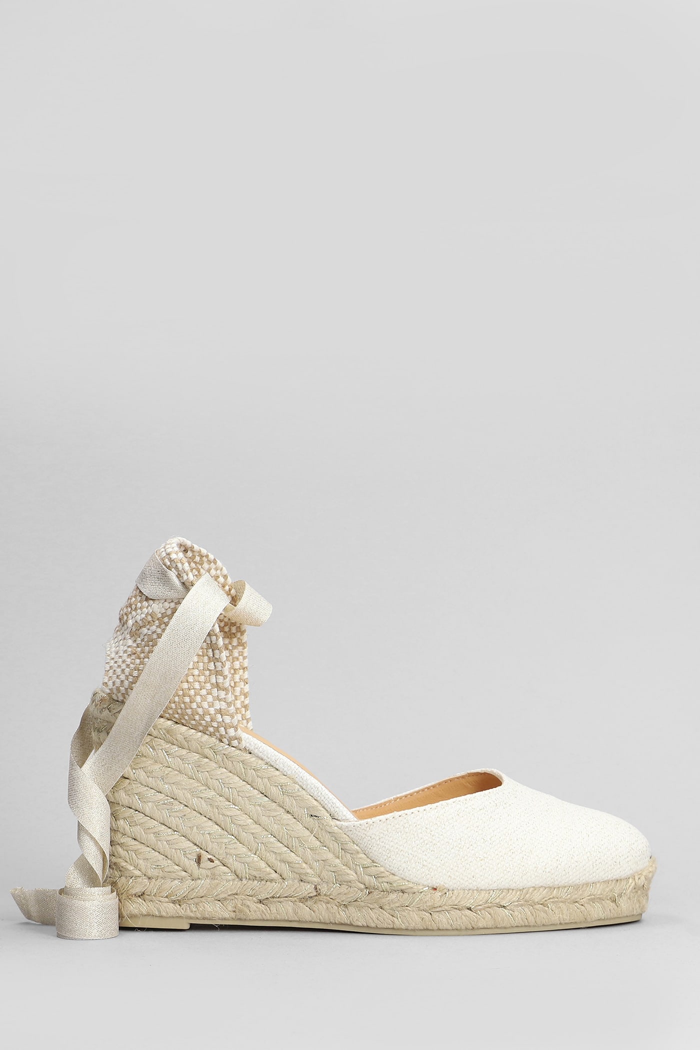 Castañer Carina-8-032 Wedges In White Canvas