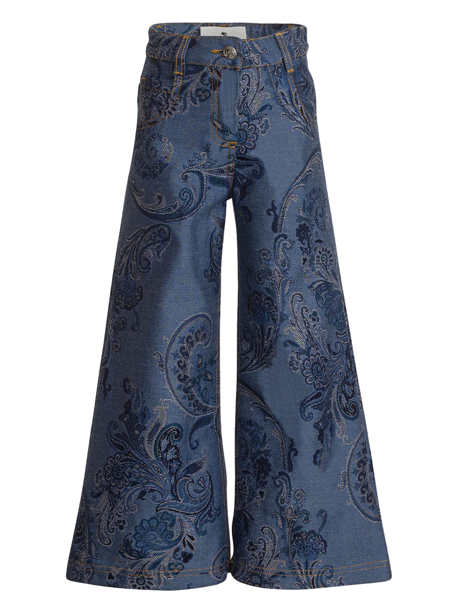 Etro Kids' Navy Blue Paisley Flared Jeans