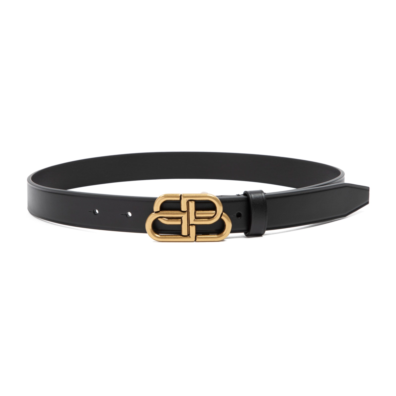 Shop Balenciaga Bb Thin Belt In Black