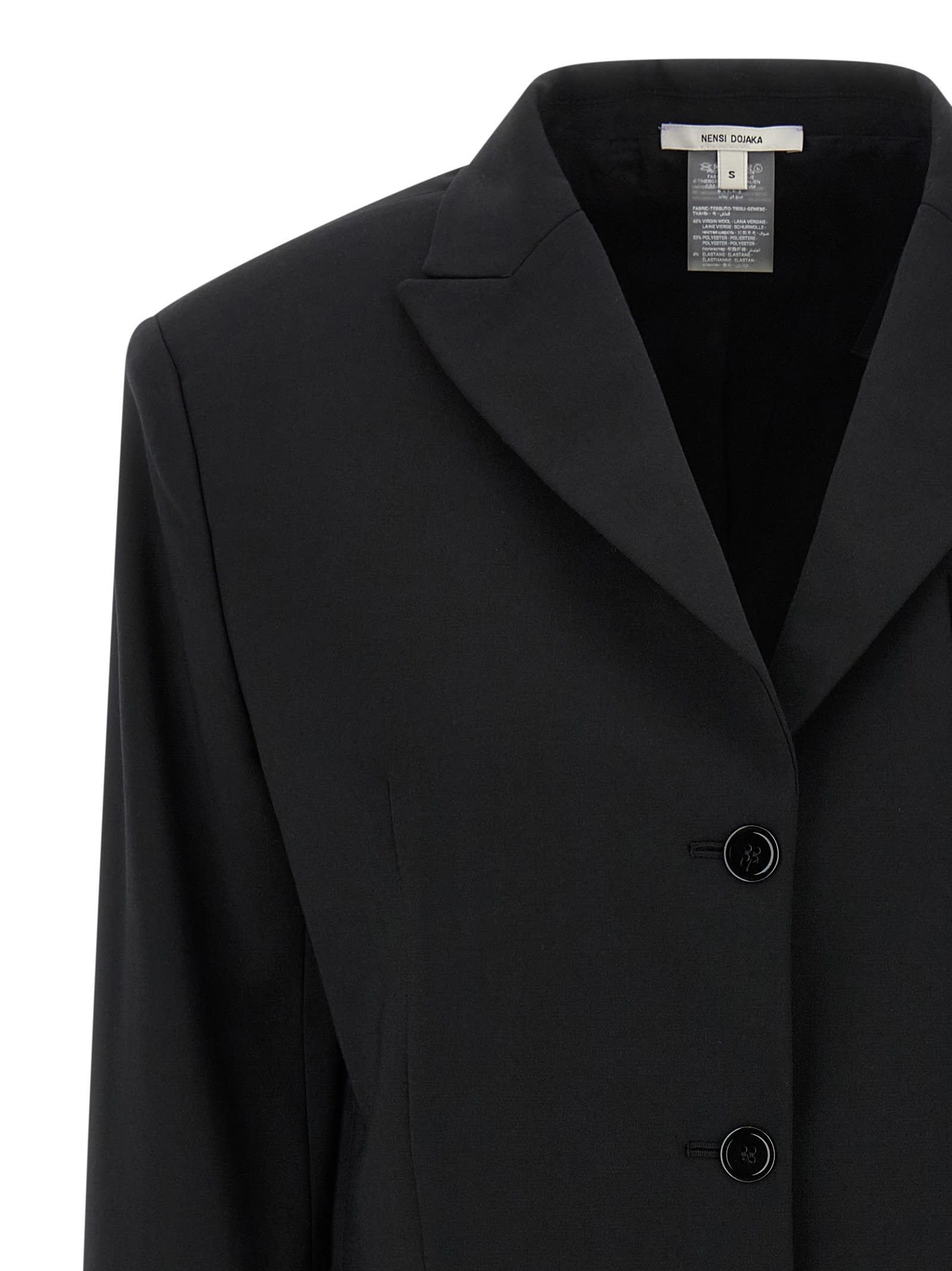 Nensi Dojaka Tailored Black Wool Blend Blazer In Black