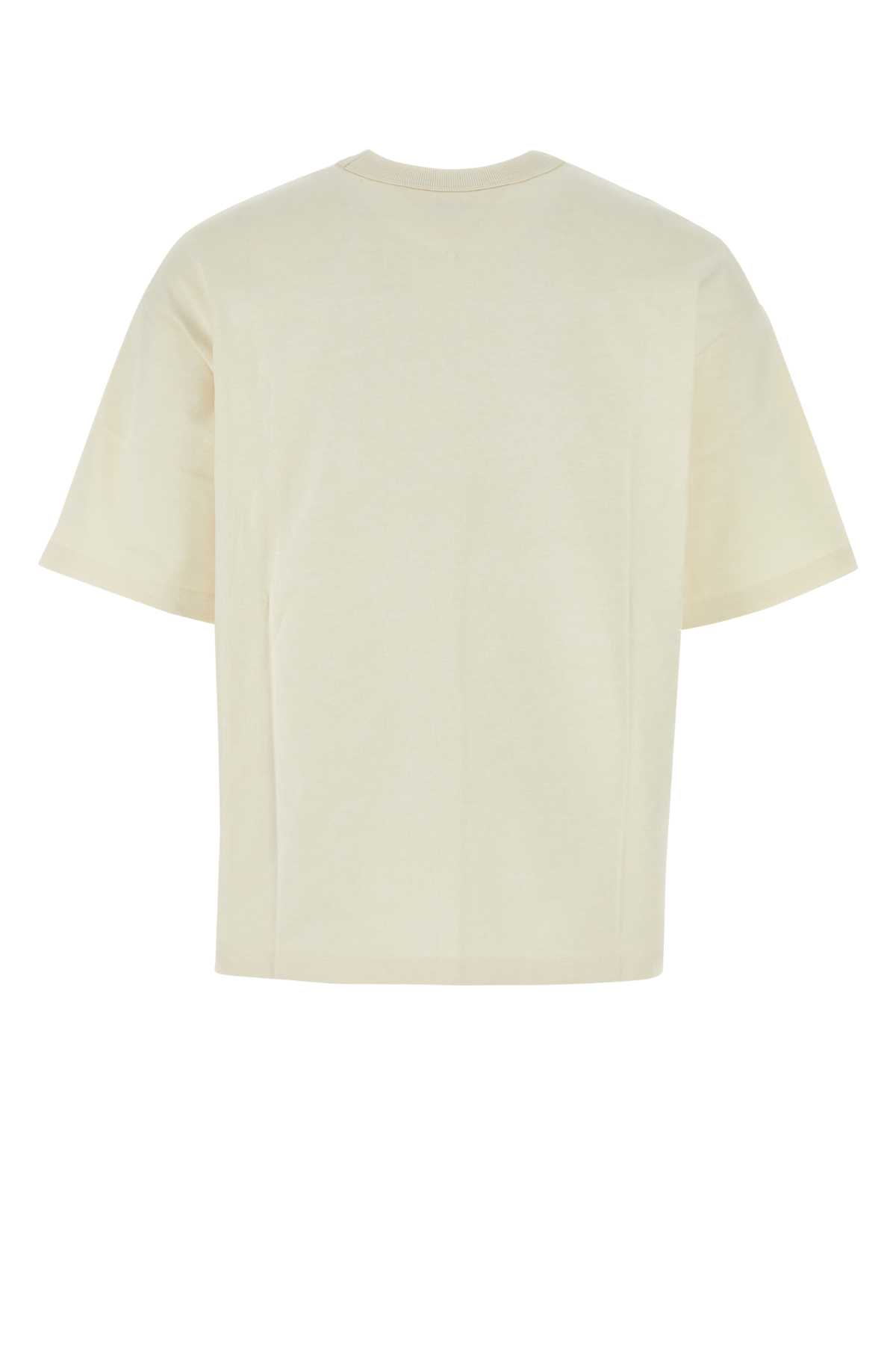 Shop Bottega Veneta Ivory Cotton T-shirt In Sop