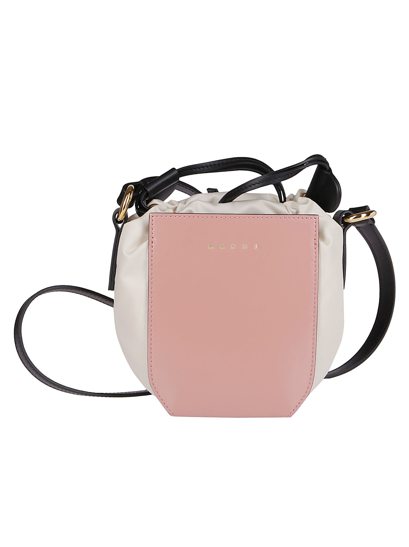 Marni Pink Leather And White Canvas Crossbody Bag