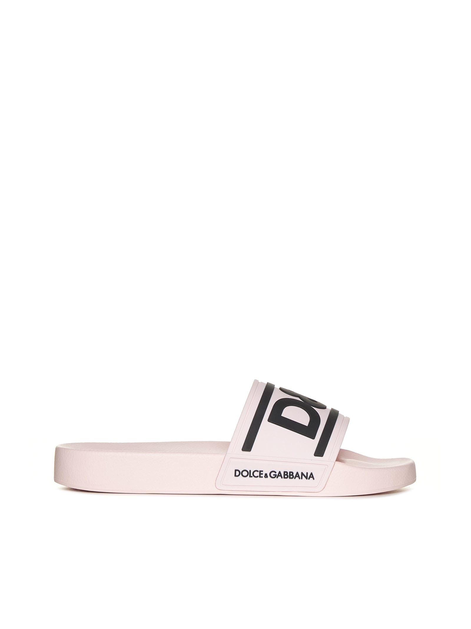 Dolce & Gabbana Logo-print Rubber Slides In Pink