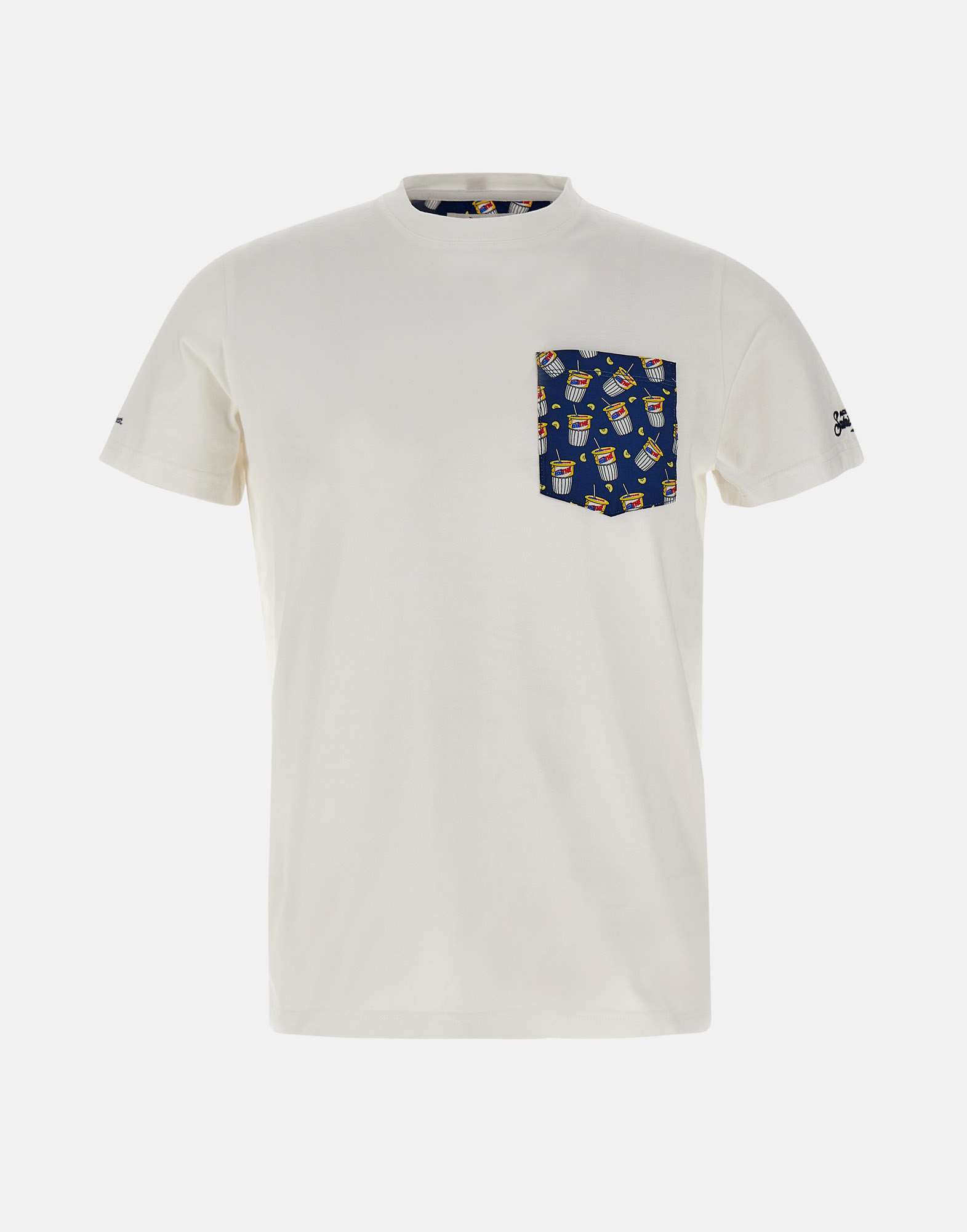 Shop Mc2 Saint Barth Lemon Tea Cotton T-shirt In White