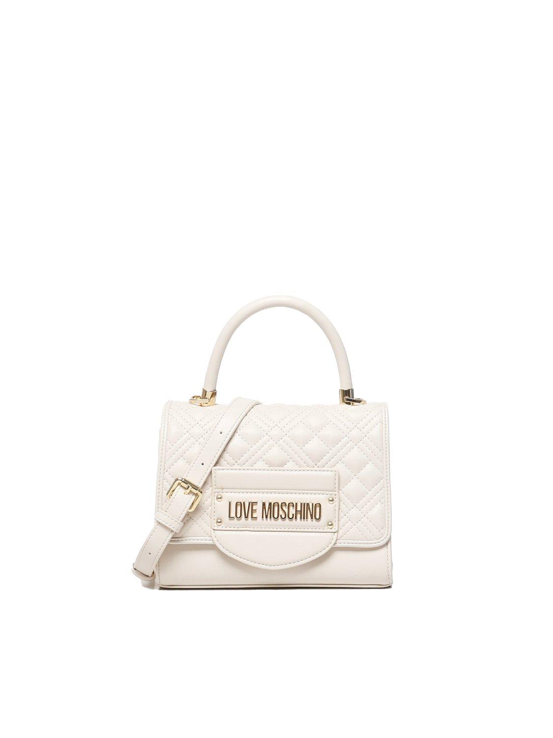 LOVE MOSCHINO LOGO LETTERING QUILTED TOP HANDLE BAG