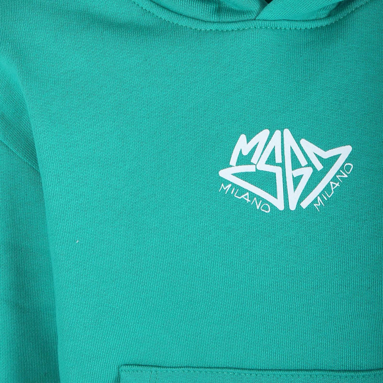 MSGM GREEN SWEATSHIRT FOR BOY WITH LOGO