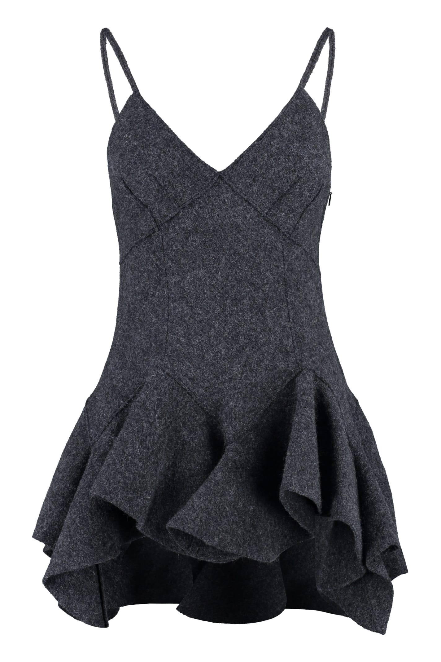 Shop Givenchy Wool Top Wool With Flounces In Grigio