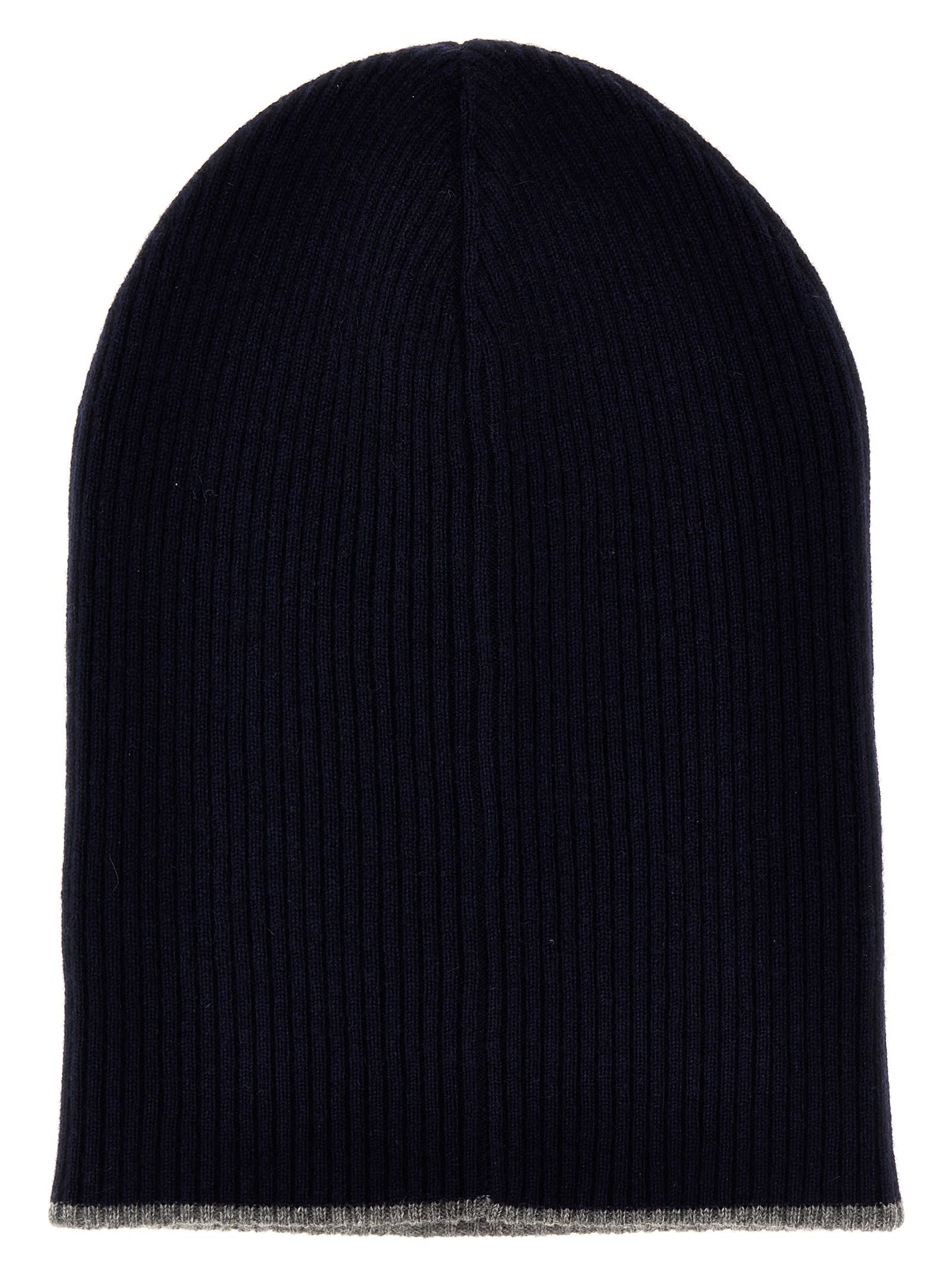 Shop Brunello Cucinelli Ribbed Reversible Cap In Blue