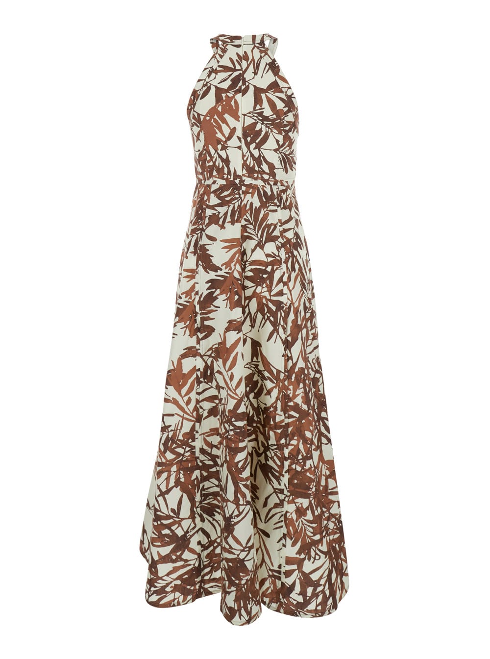 Brunello Cucinelli Multicolor Sleeveless Long Dress With All-over Herbarium Print In Cotton Woman In Multicolor