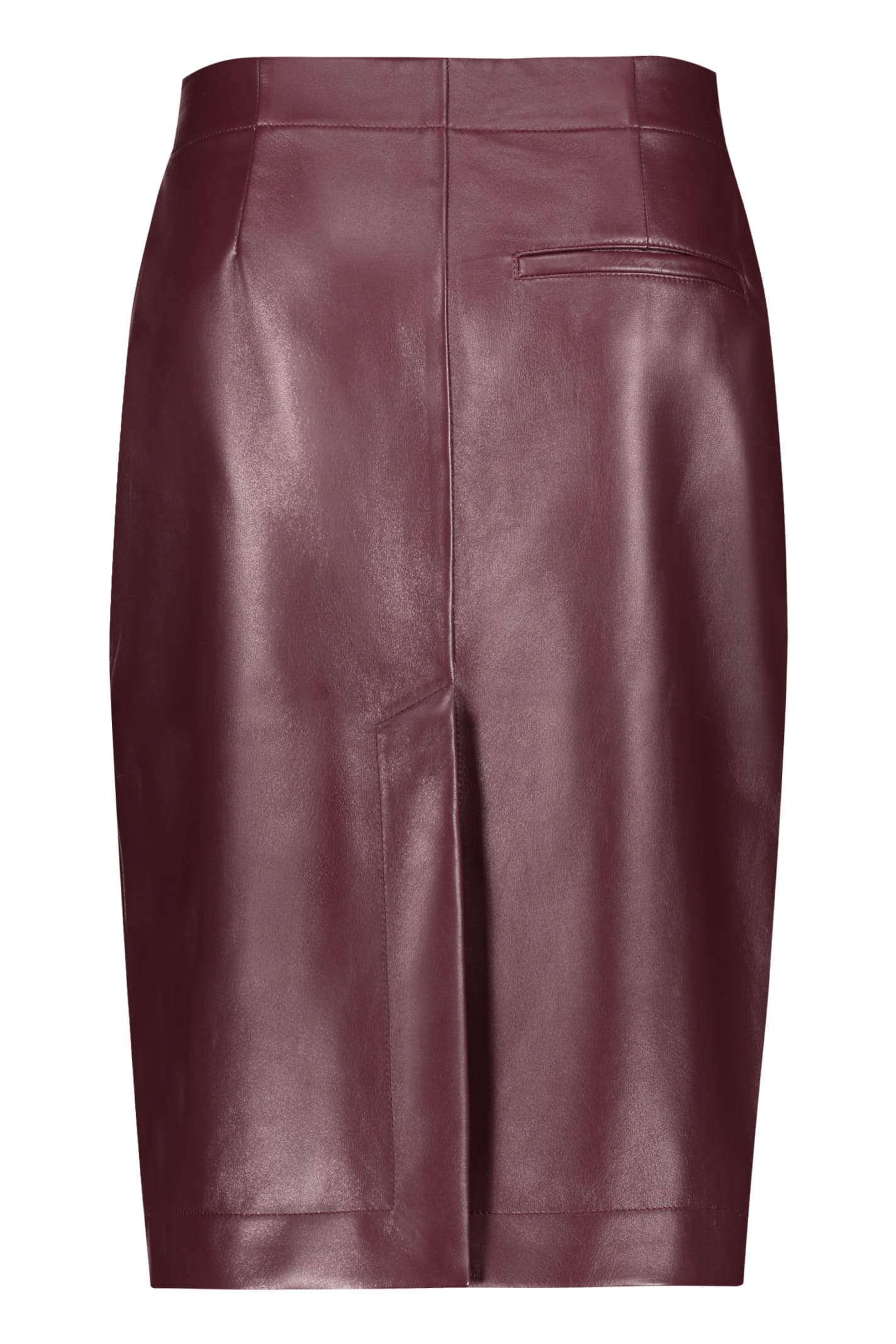 Shop Bottega Veneta Leather Skirt In Burgundy