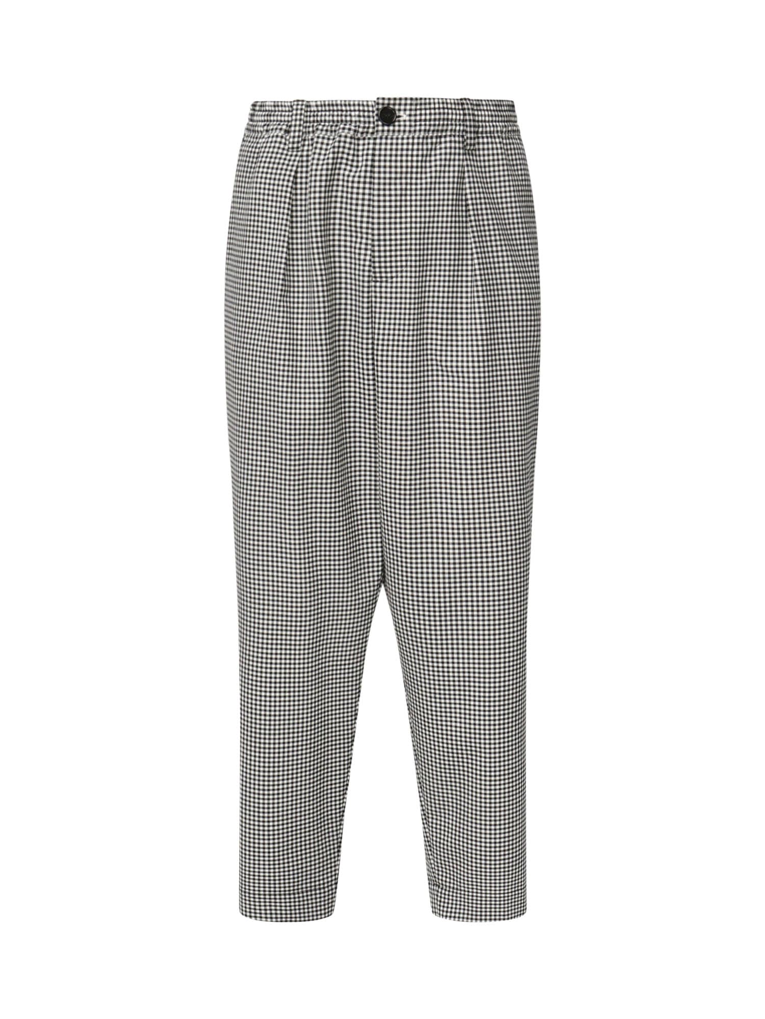 Marni Checked Wool Trousers In Gray